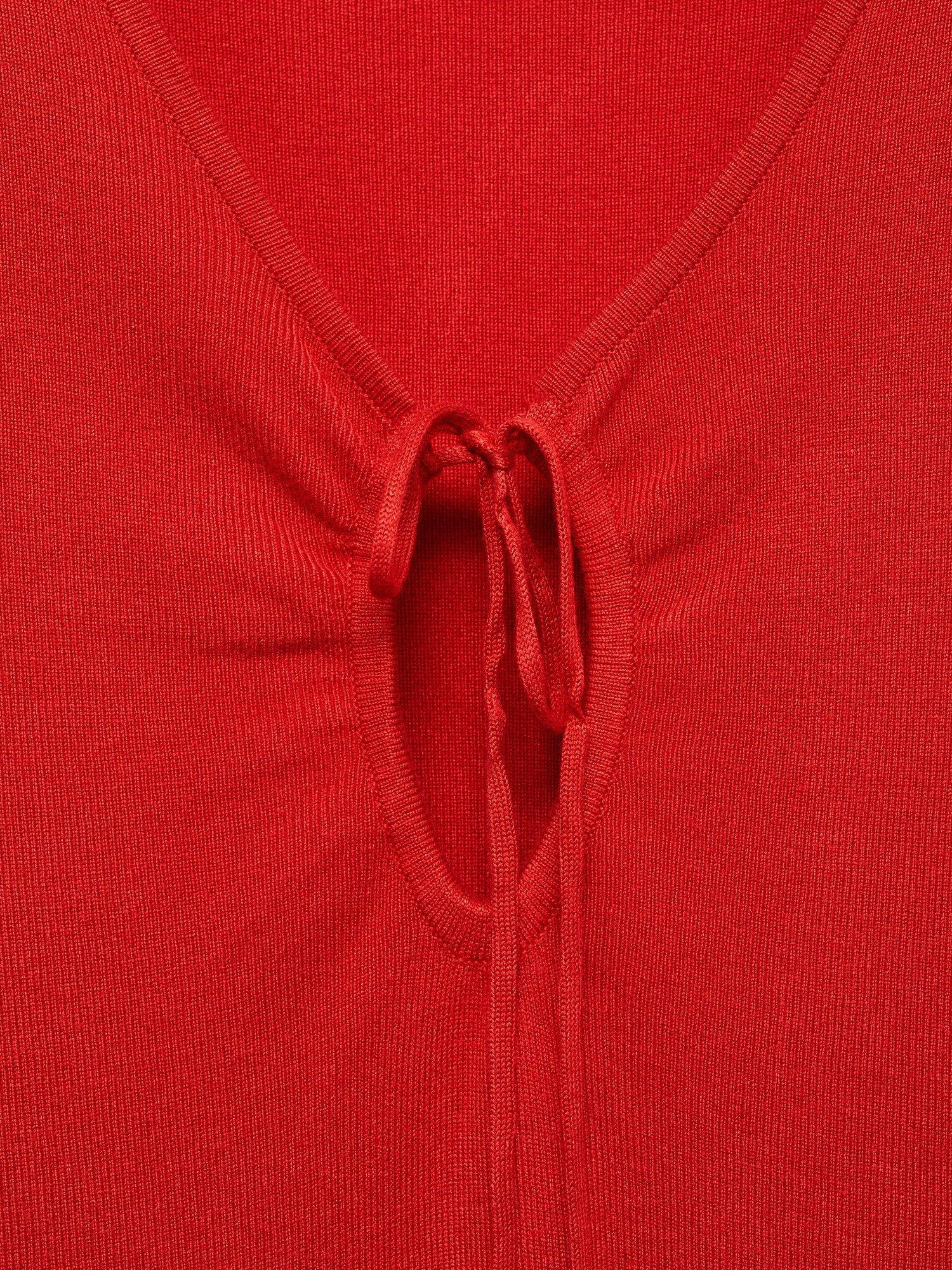 Product image 7 of 7, which shows Mango Foradada Short Sleeve V Neck Mini Dress, Red, 10