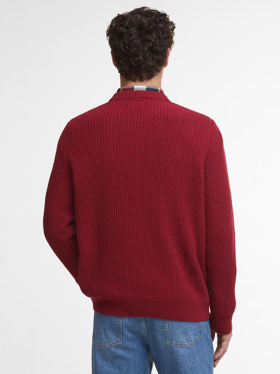 Product image 2 of 6, which shows Barbour Cleveland Crew Neck Jumper, Biking Red, S