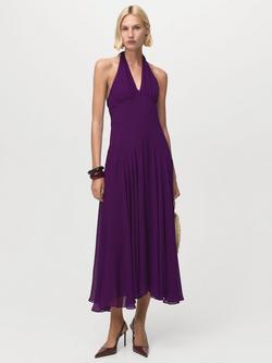 Mango Maria Halterneck Midi Dress, Medium Purple, Medium Purple