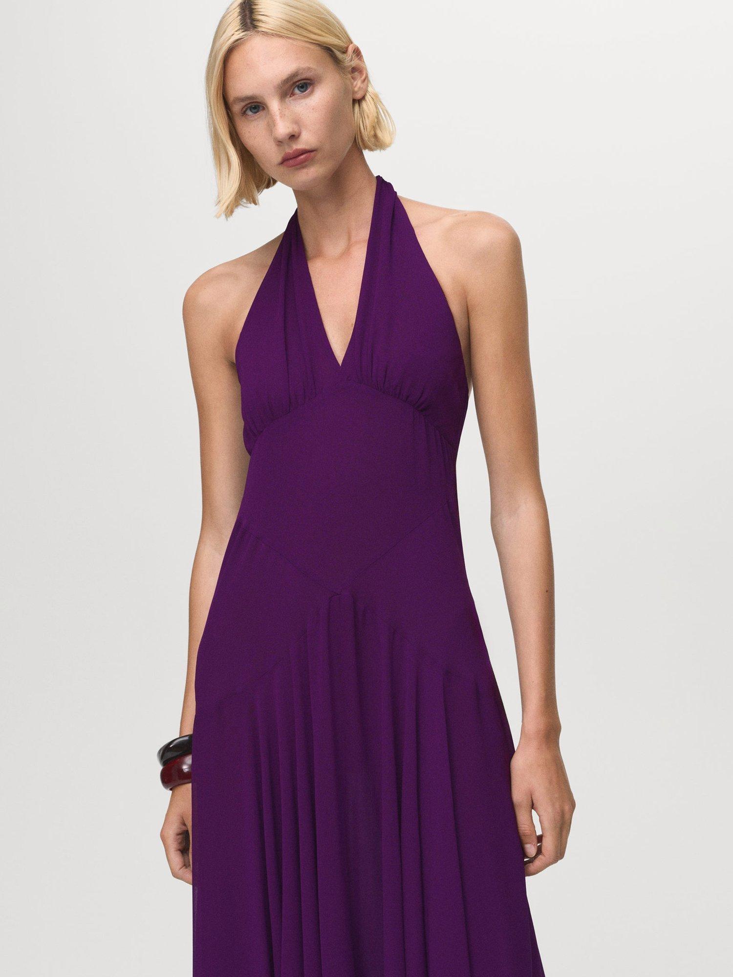 Product image 2 of 8, which shows Mango Maria Halterneck Midi Dress, Medium Purple, 10