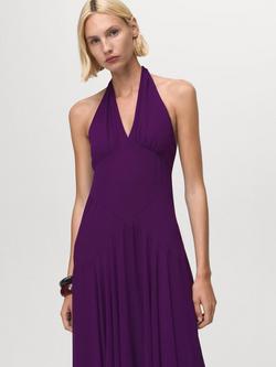 Mango Maria Halterneck Midi Dress, Medium Purple - view 2, Medium Purple