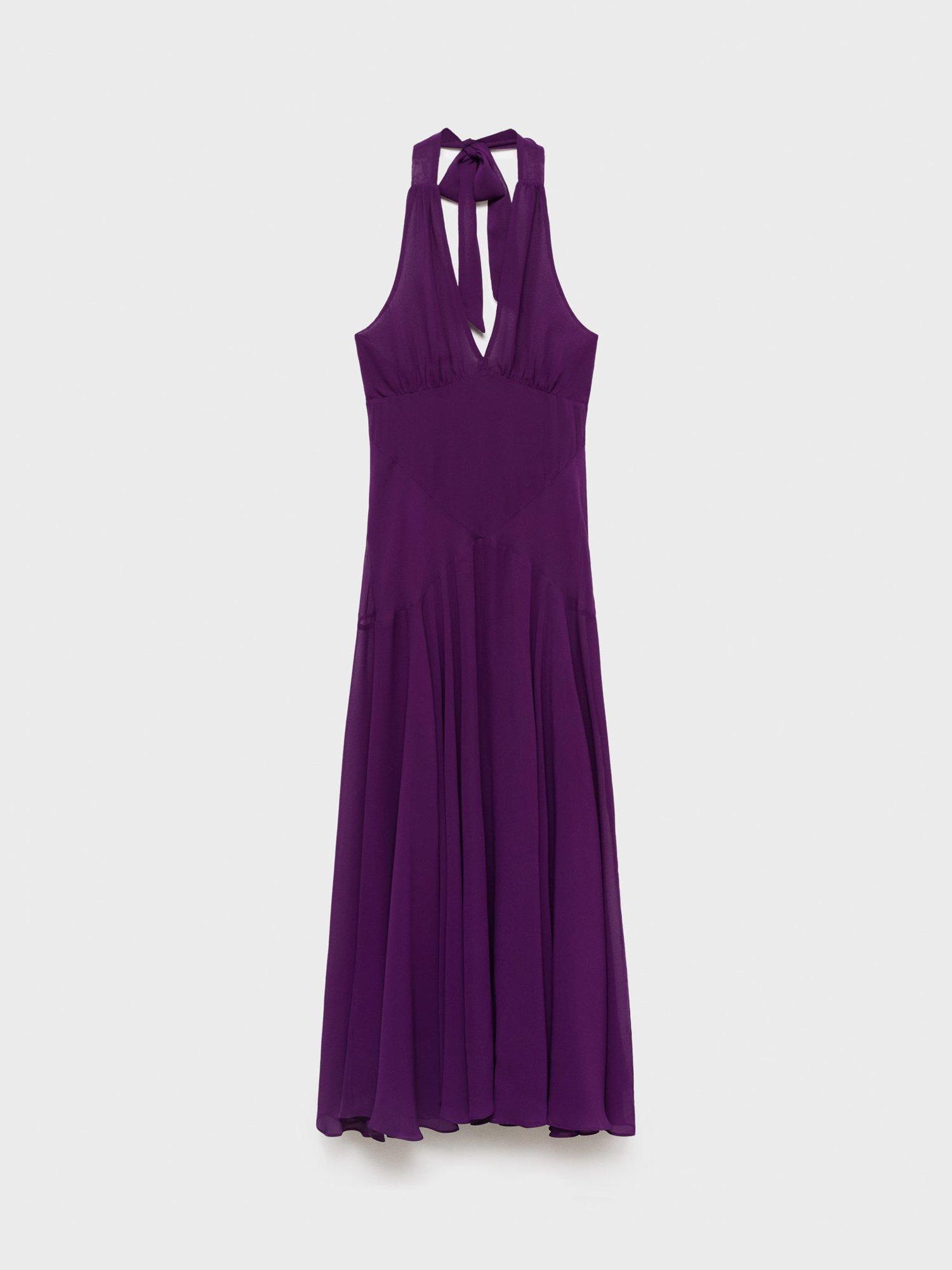 Product image 3 of 8, which shows Mango Maria Halterneck Midi Dress, Medium Purple, 10