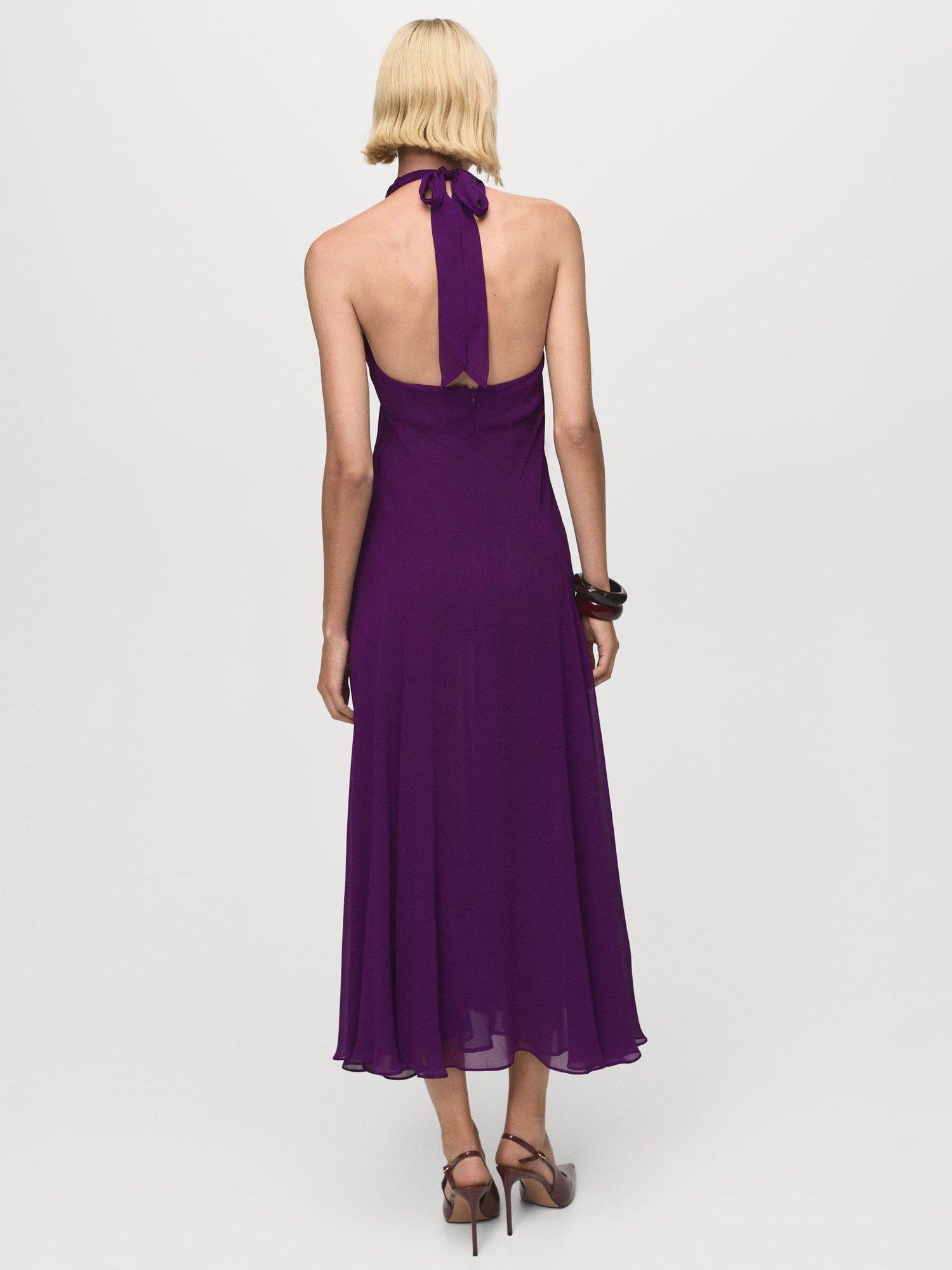 Product image 4 of 8, which shows Mango Maria Halterneck Midi Dress, Medium Purple, 10