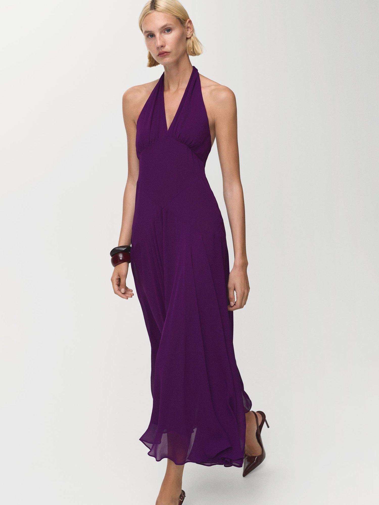 Product image 7 of 8, which shows Mango Maria Halterneck Midi Dress, Medium Purple, 10
