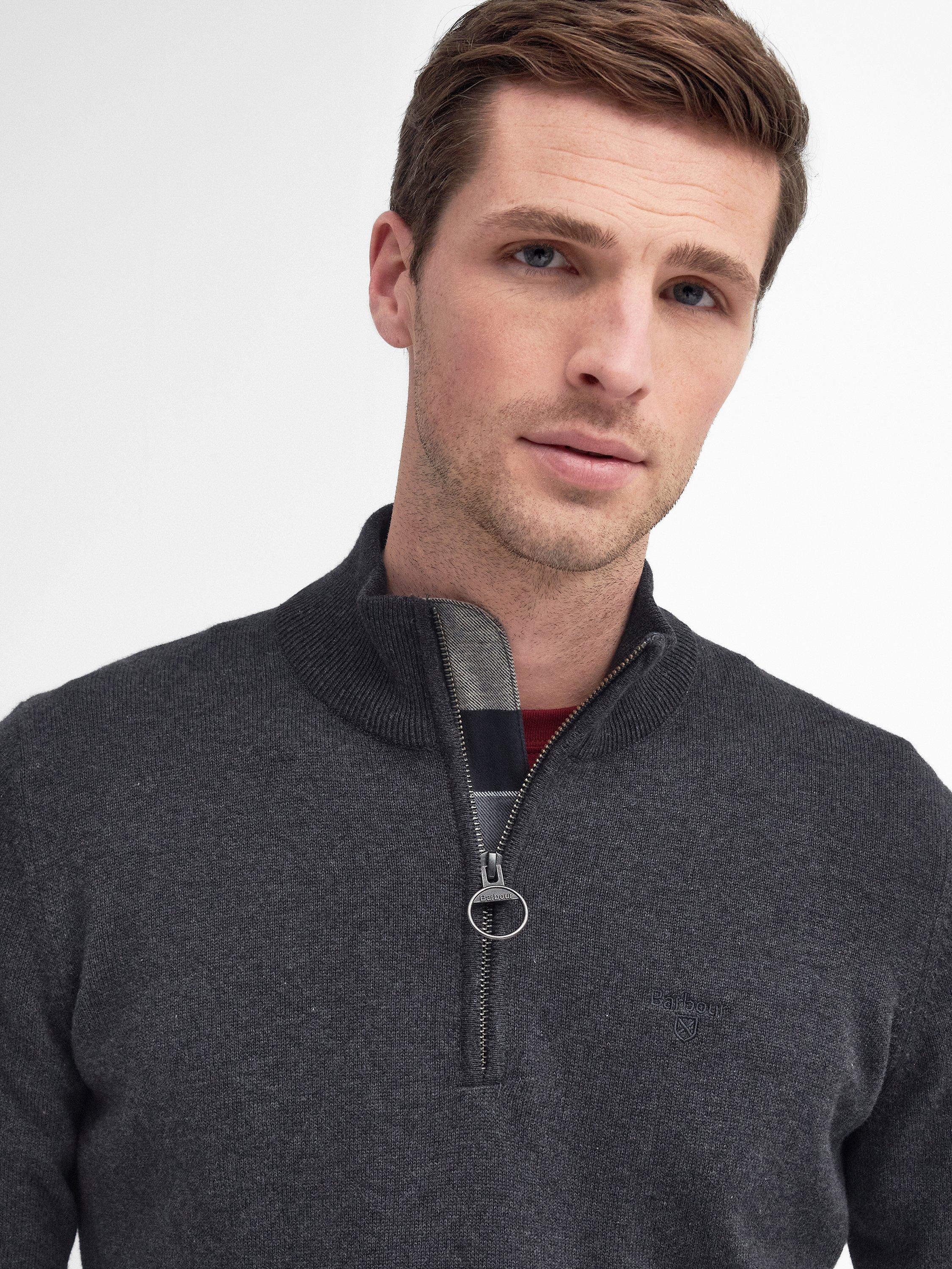 Product image 2 of 6, which shows Barbour Cotton Half-Zip Jumper, Charcoal, S