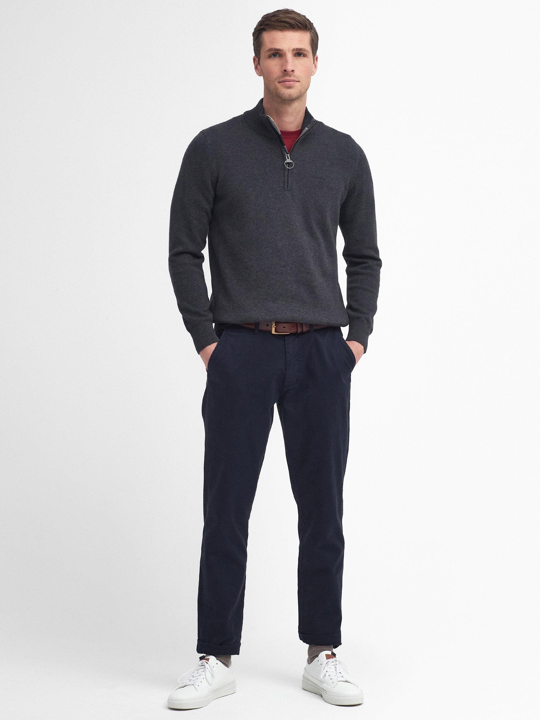Product image 3 of 6, which shows Barbour Cotton Half-Zip Jumper, Charcoal, S