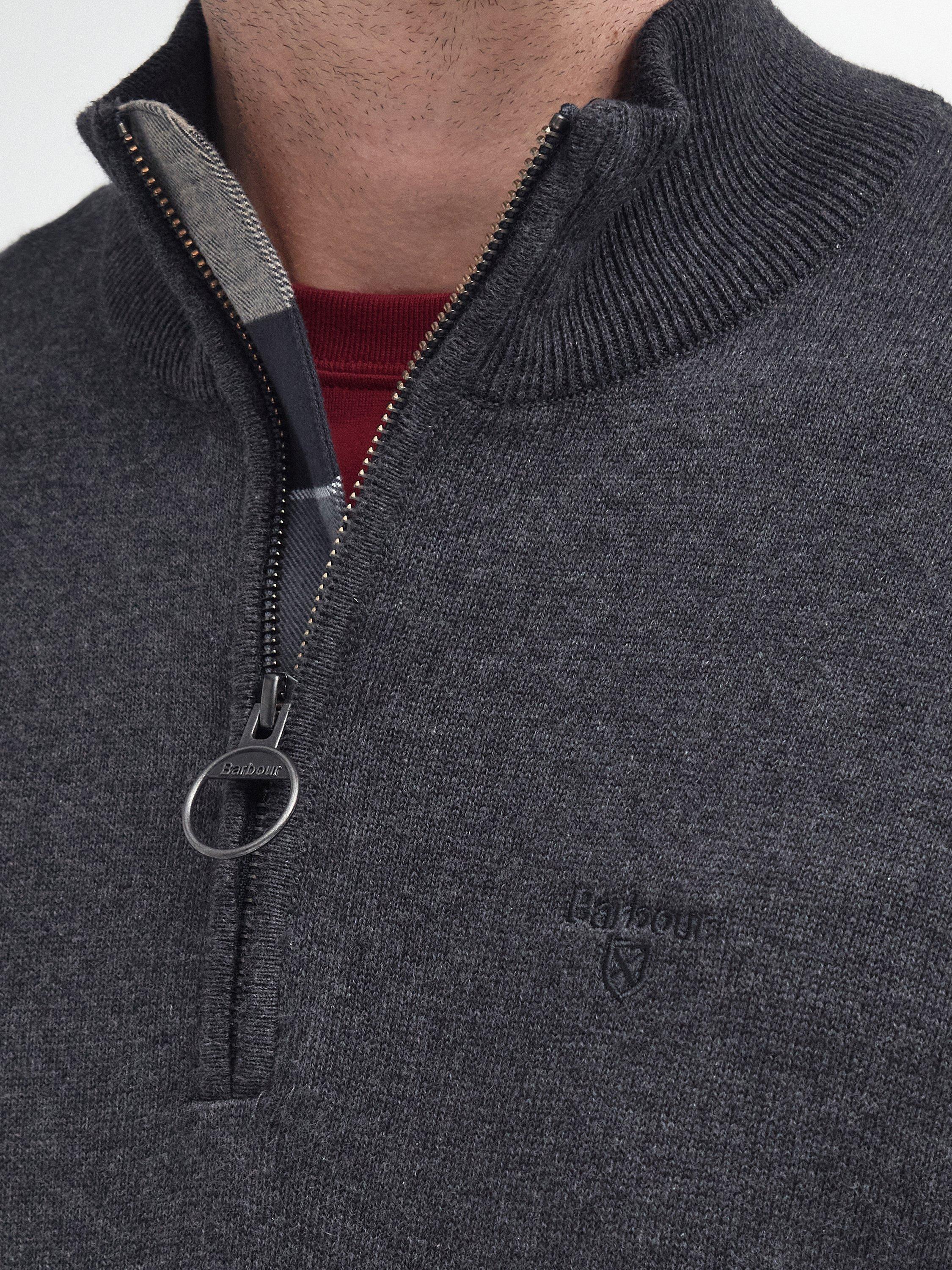 Product image 5 of 6, which shows Barbour Cotton Half-Zip Jumper, Charcoal, S