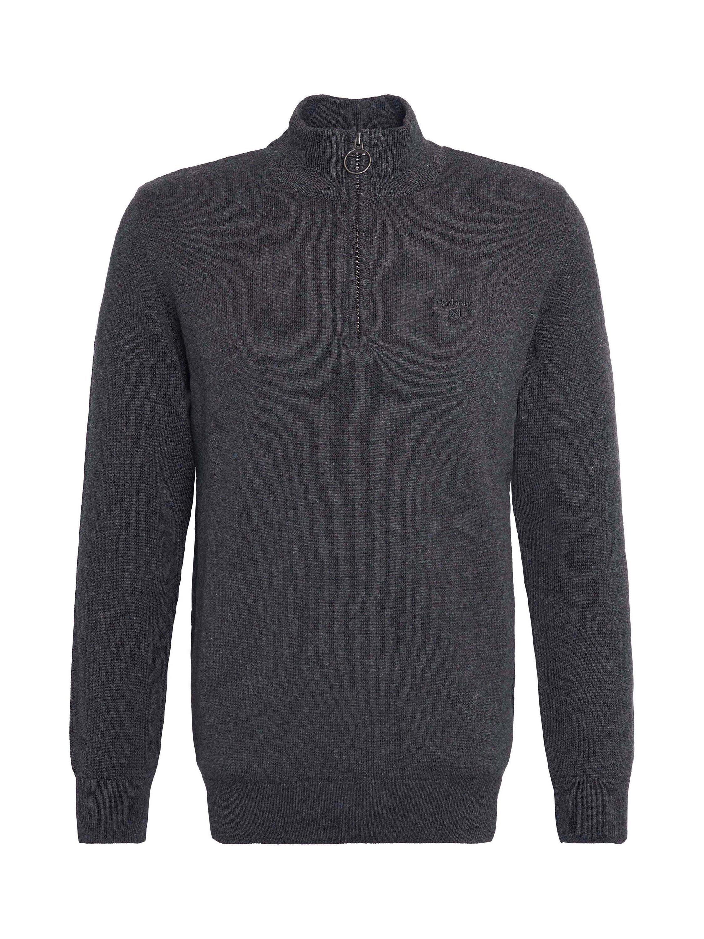 Product image 6 of 6, which shows Barbour Cotton Half-Zip Jumper, Charcoal, S