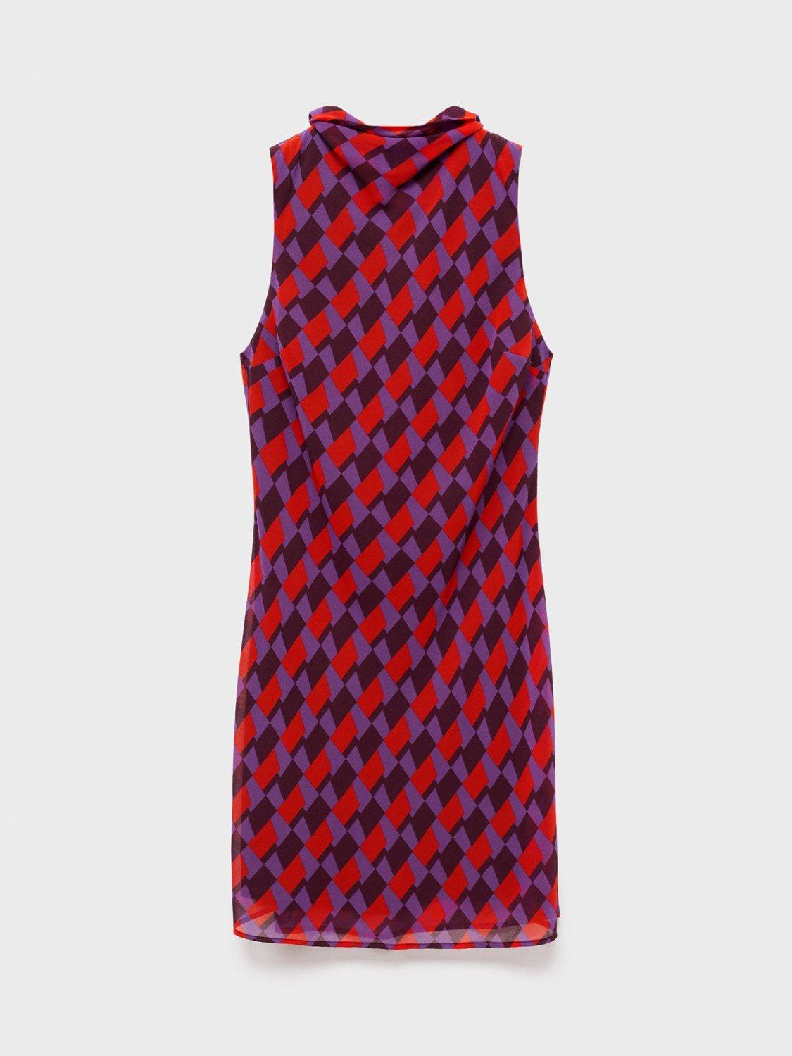 Product image 3 of 7, which shows Mango Martina Sleeveless High Neck Mini Dress, Purple/Multi, 8
