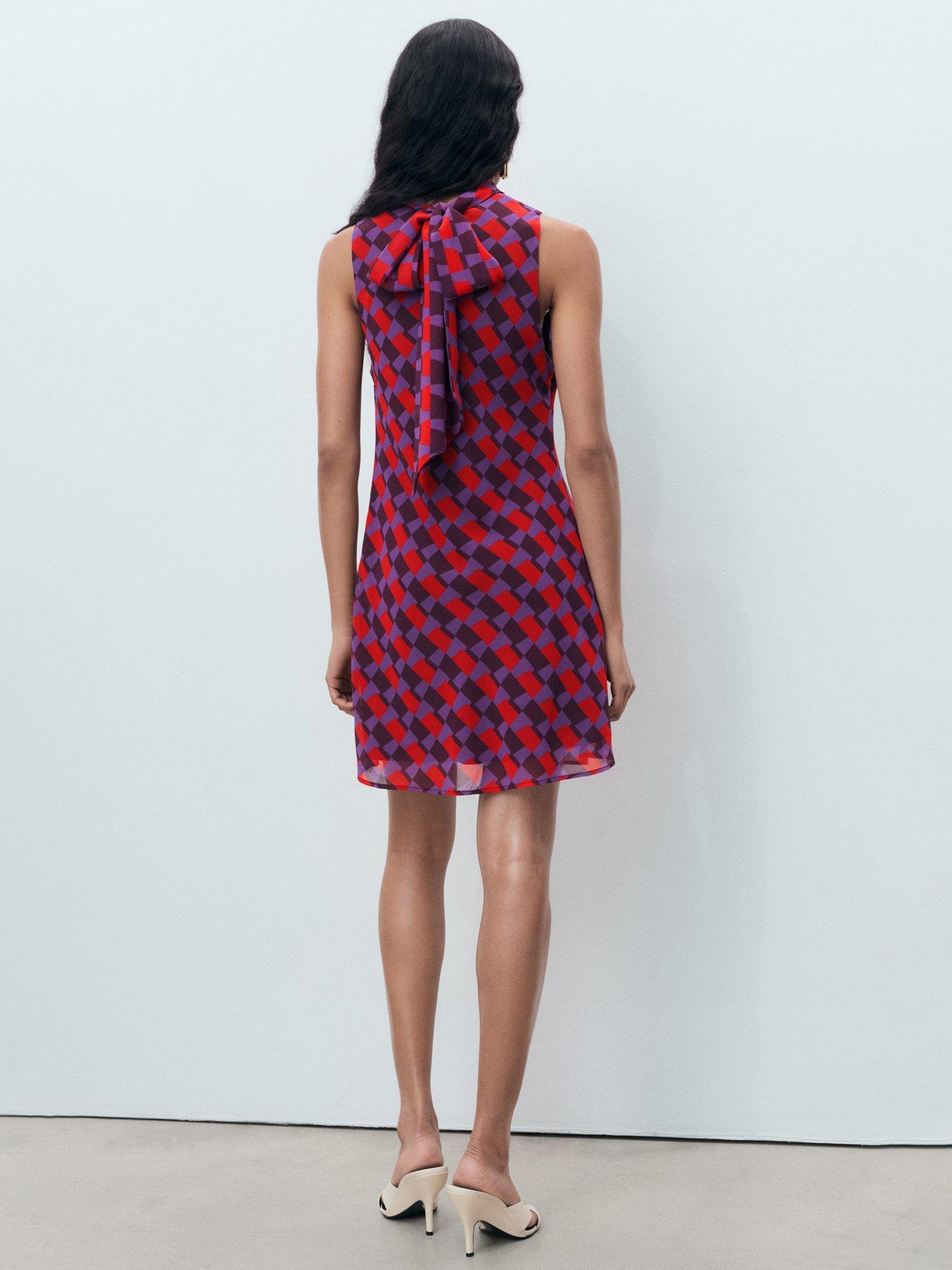 Product image 4 of 7, which shows Mango Martina Sleeveless High Neck Mini Dress, Purple/Multi, 8
