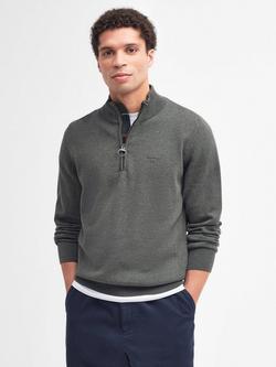 Barbour Cotton Half-Zip Jumper, Olive Marl