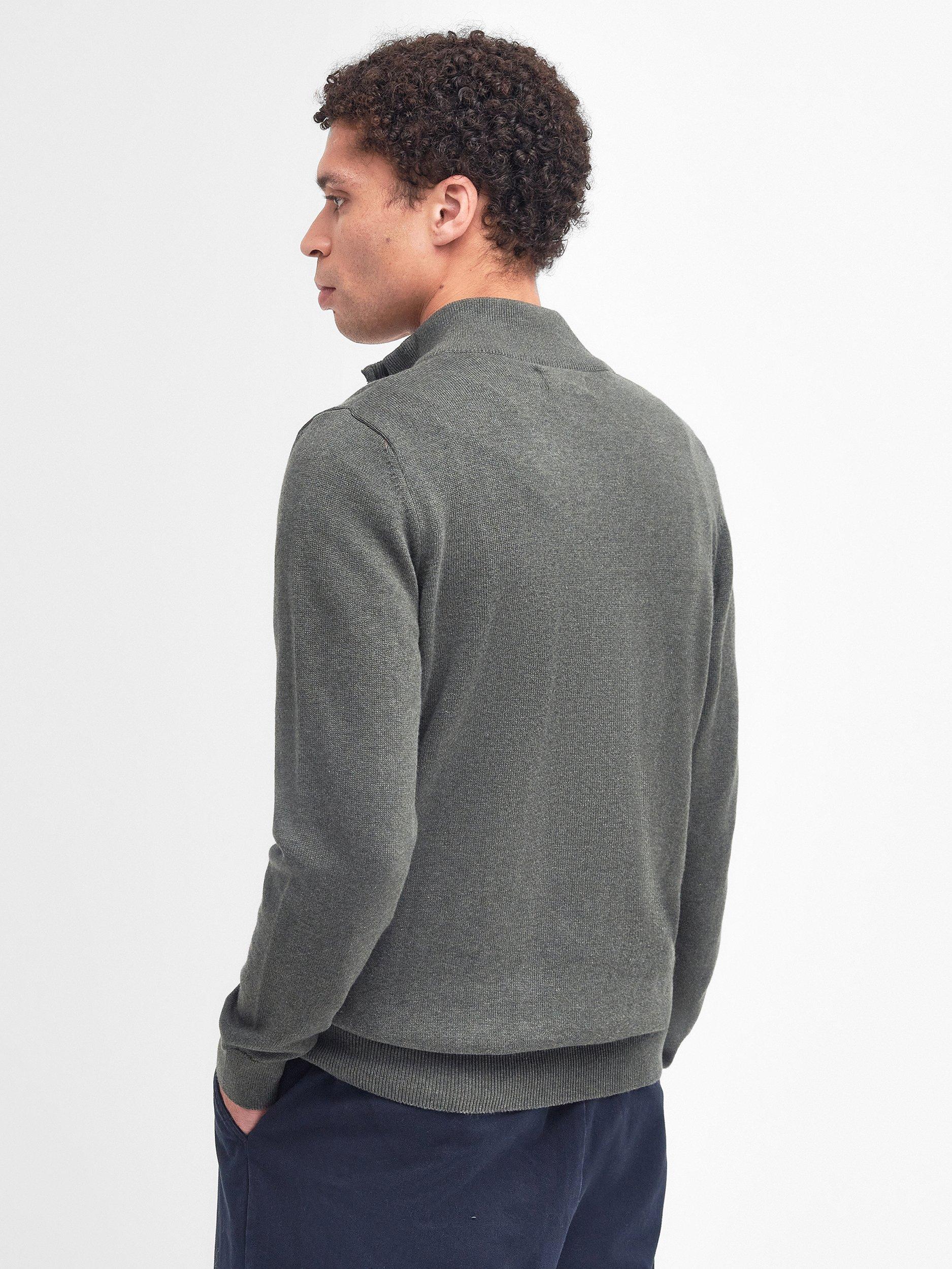 Product image 2 of 7, which shows Barbour Cotton Half-Zip Jumper, Olive Marl, S