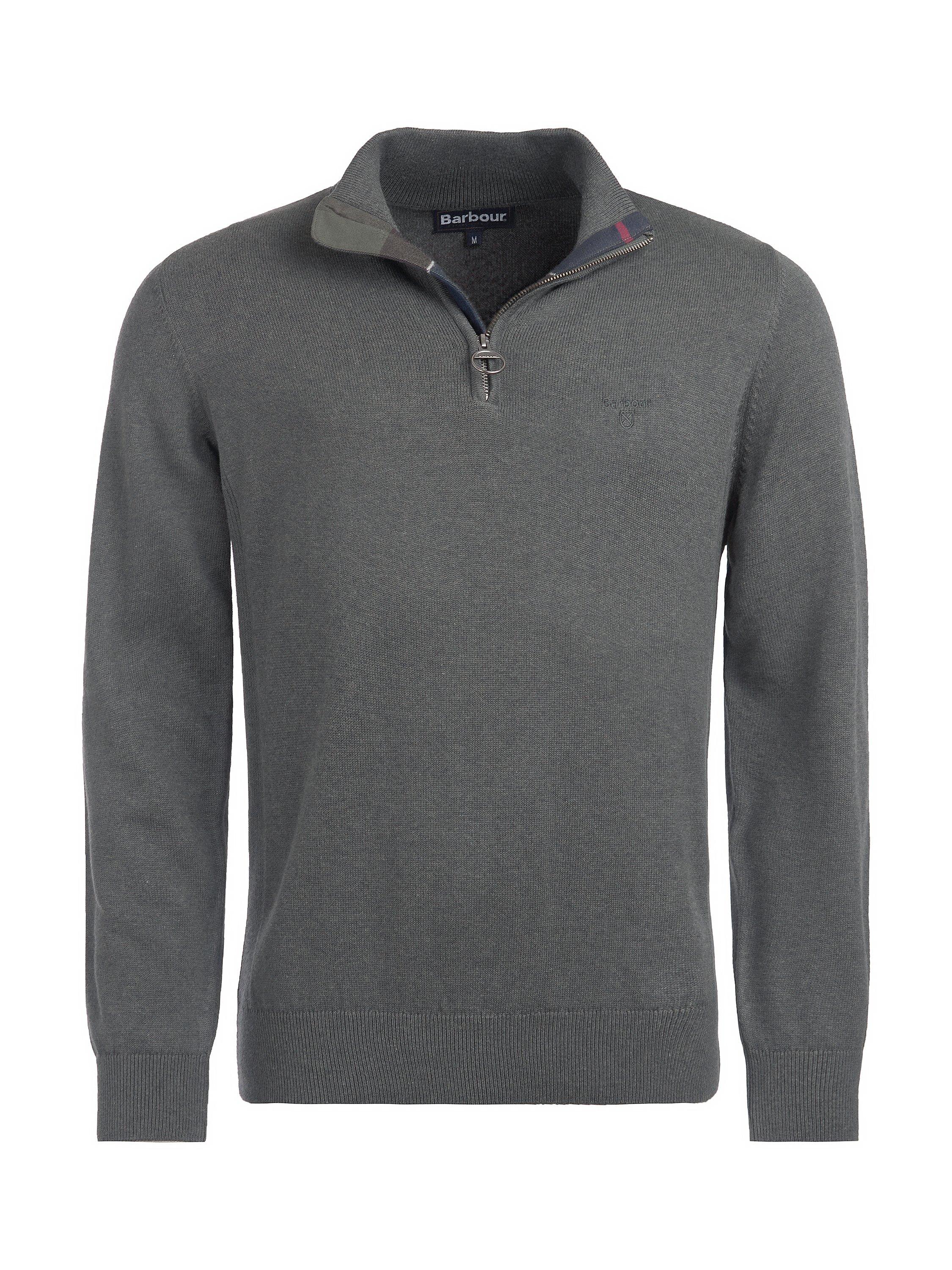 Product image 4 of 7, which shows Barbour Cotton Half-Zip Jumper, Olive Marl, S