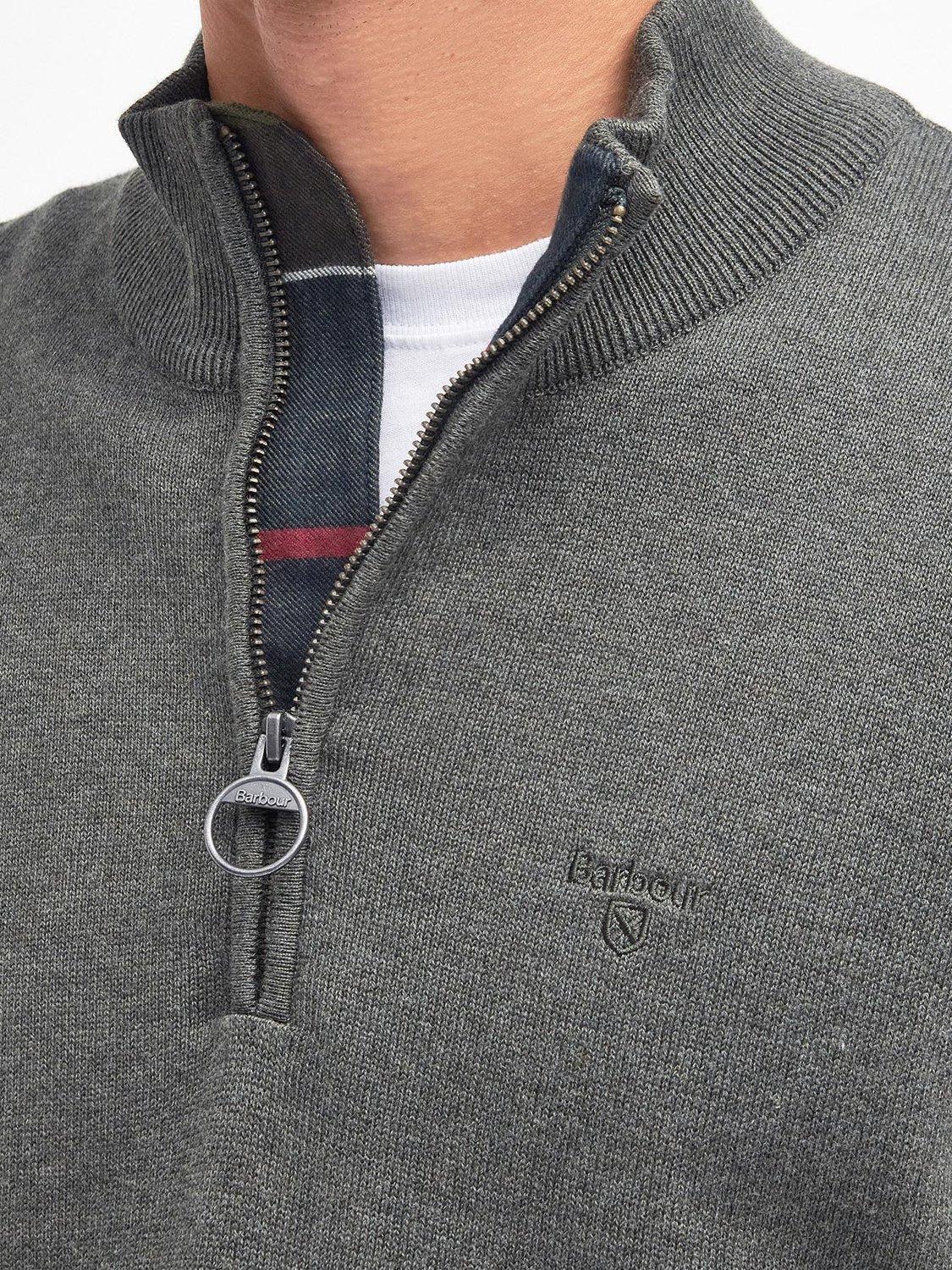 Product image 6 of 7, which shows Barbour Cotton Half-Zip Jumper, Olive Marl, S