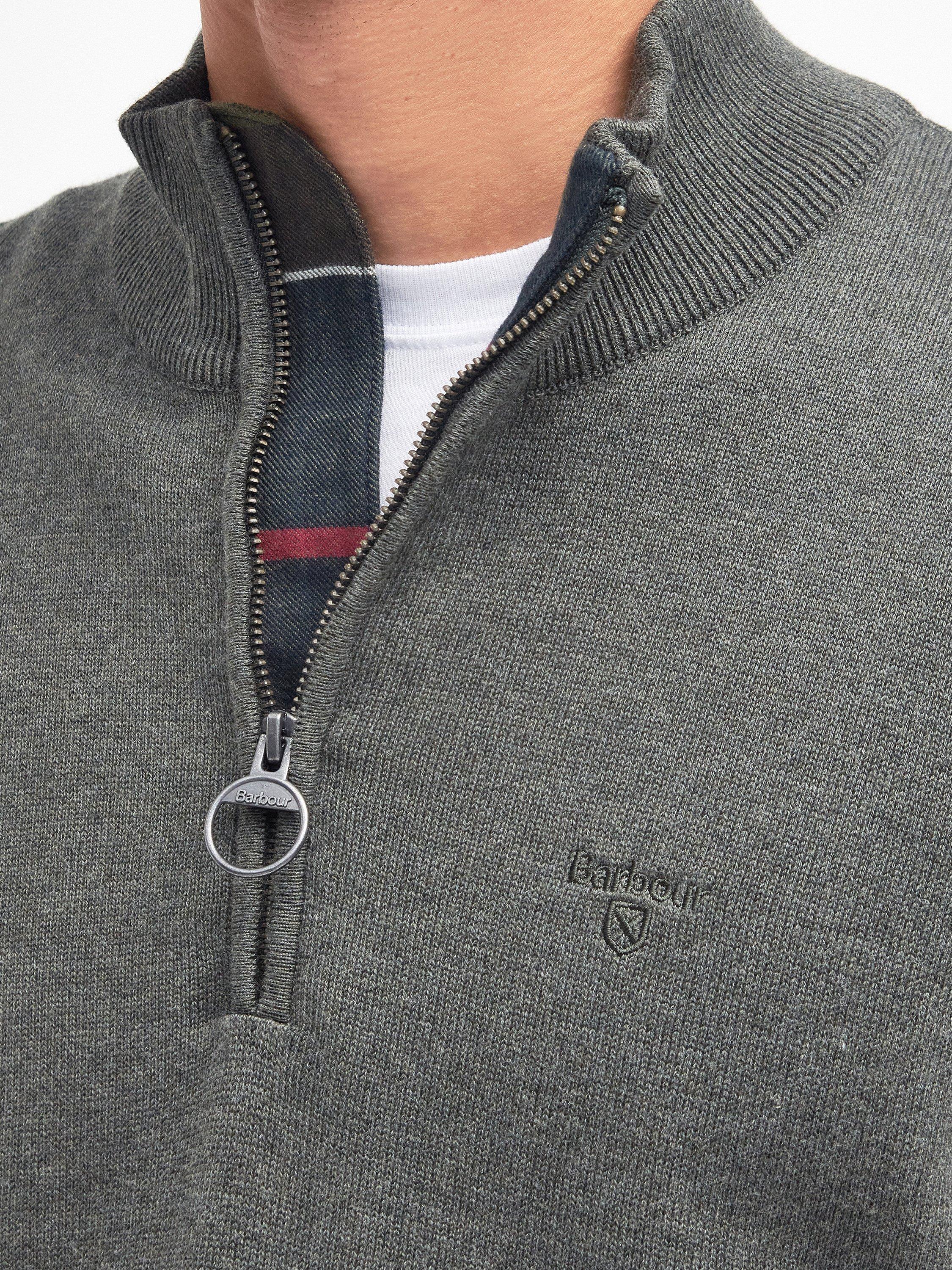 Product image 7 of 7, which shows Barbour Cotton Half-Zip Jumper, Olive Marl, S