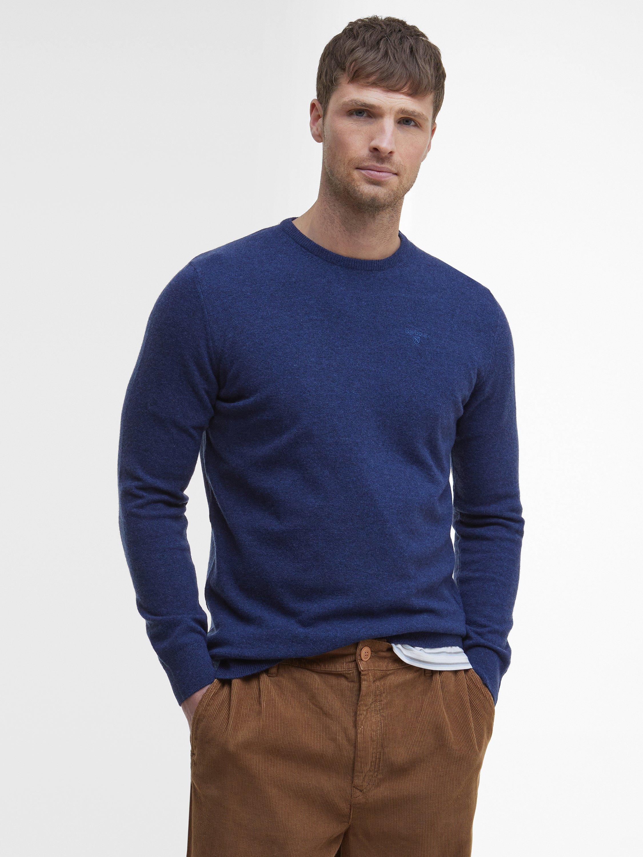 Product image 1 of 9, which shows Barbour Essential Wool Crew Neck Sweatshirt, Deep Blue, L