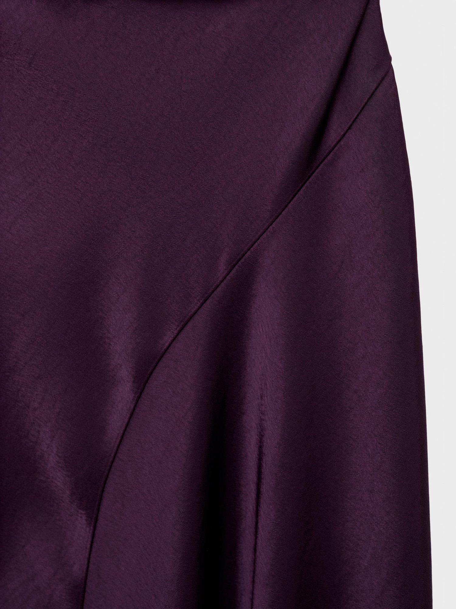 Product image 4 of 4, which shows Mango Mery One Shoulder Asymmetric Neck Draped Midi Dress, Medium Purple, 26