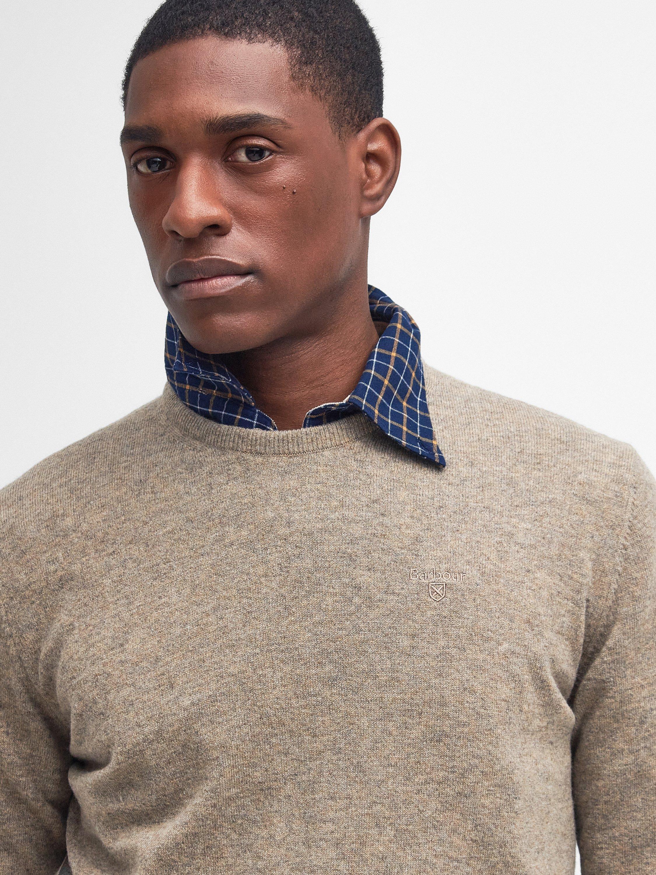 Product image 5 of 9, which shows Barbour Essential Wool Crew Neck Sweatshirt, Fossil, S