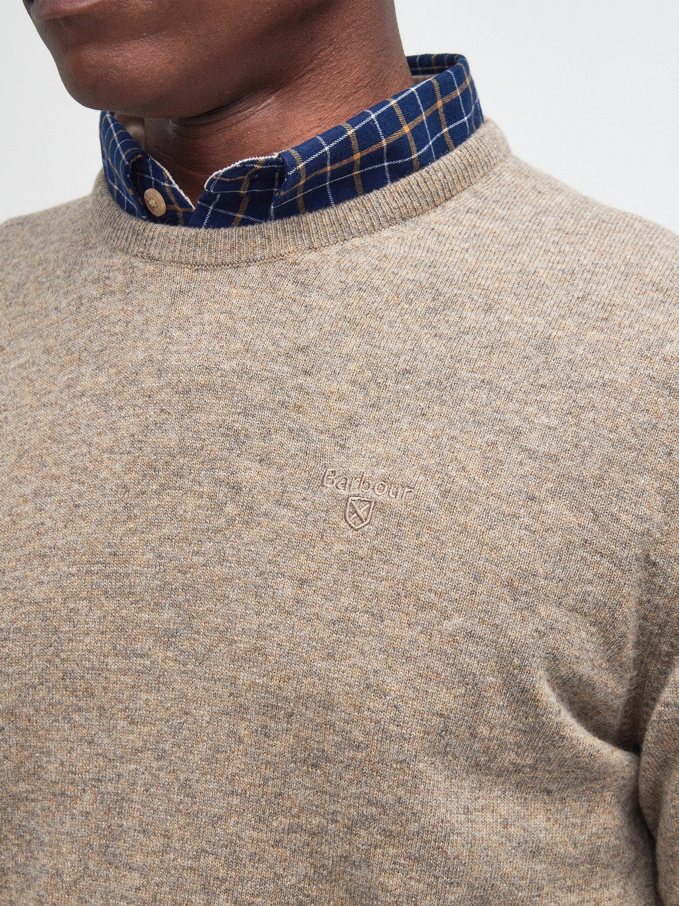 Product image 9 of 9, which shows Barbour Essential Wool Crew Neck Sweatshirt, Fossil, S