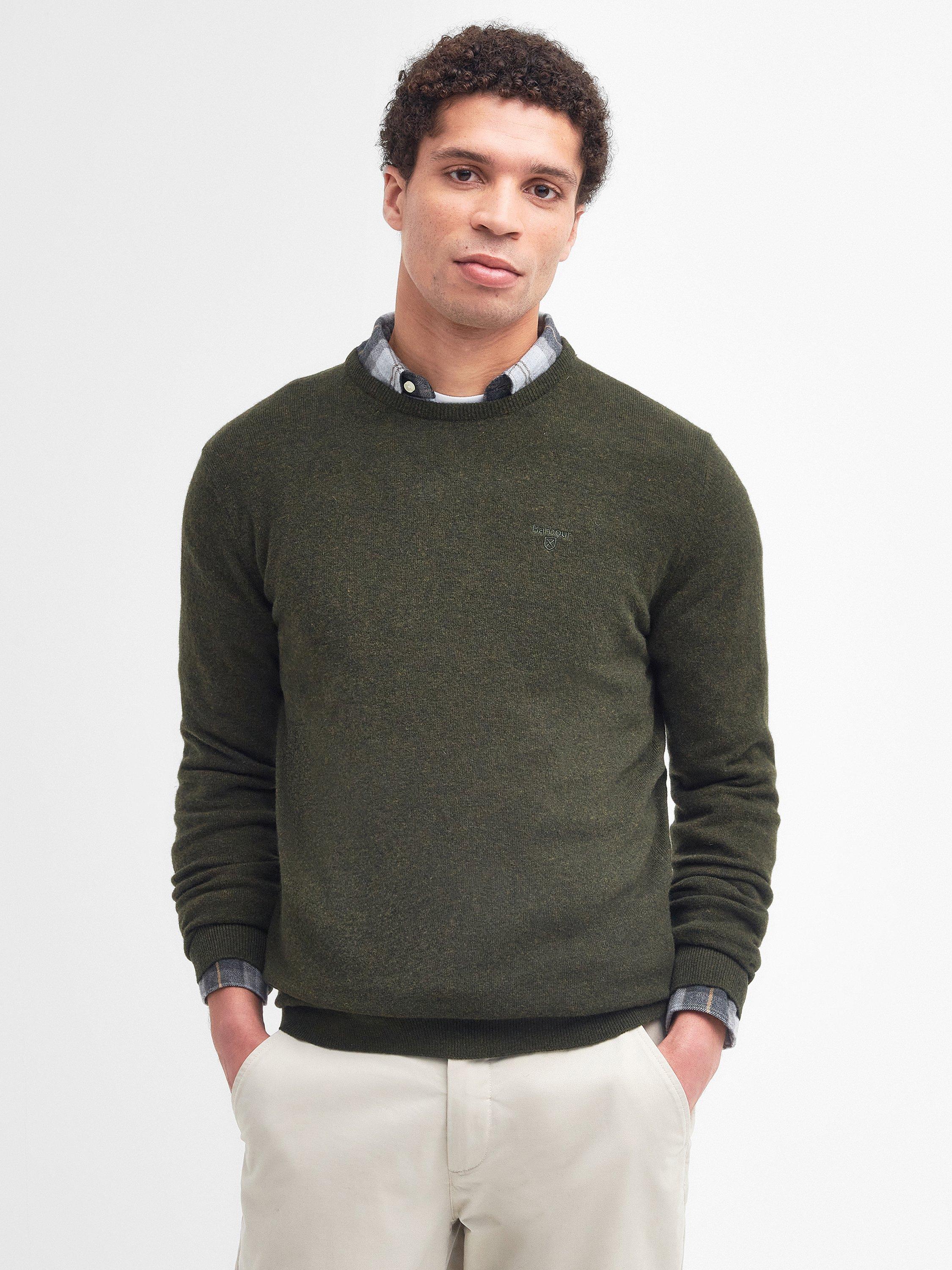 Product image 1 of 7, which shows Barbour Essential Wool Crew Neck Sweatshirt, Seaweed, S