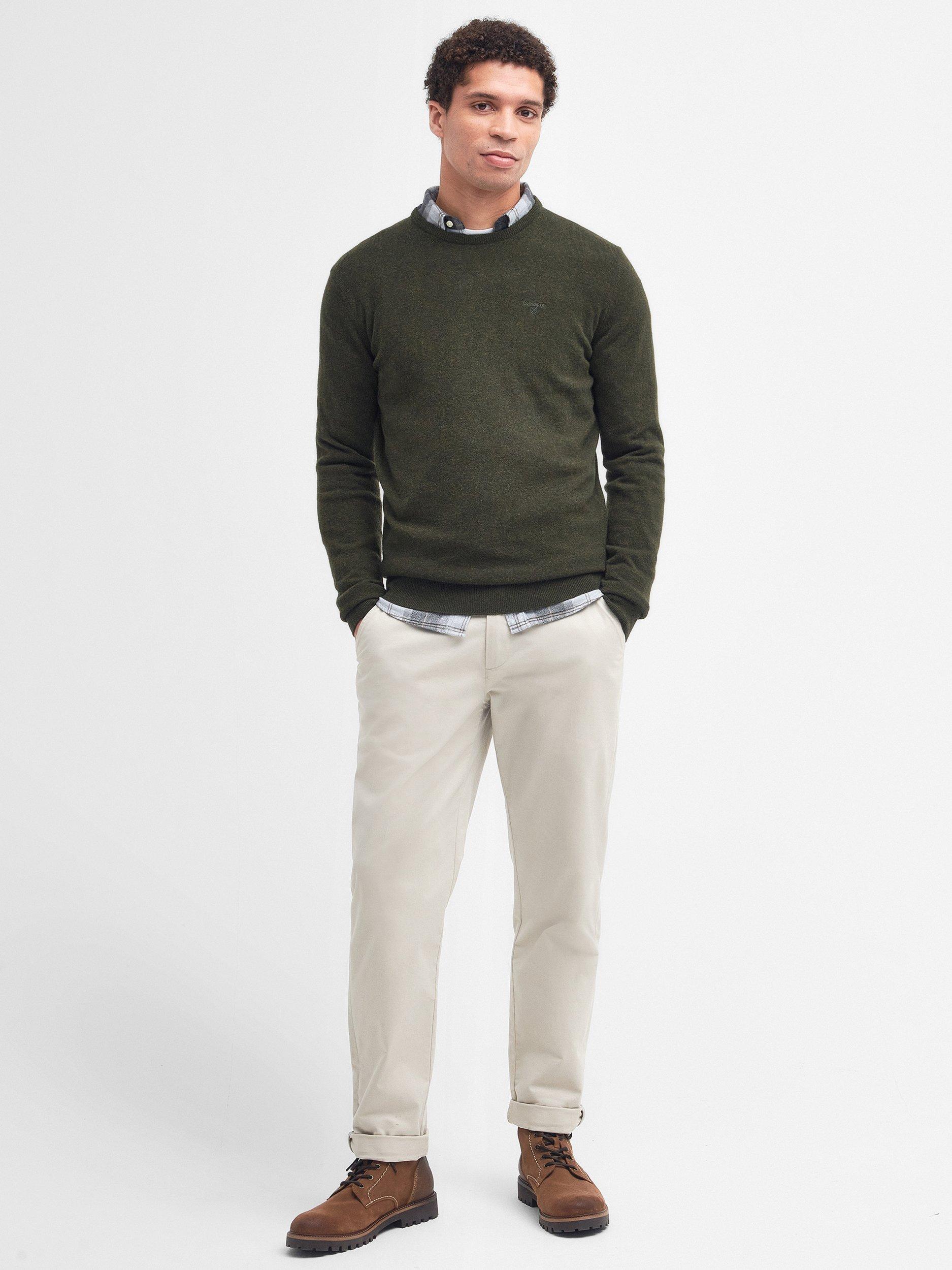 Product image 3 of 7, which shows Barbour Essential Wool Crew Neck Sweatshirt, Seaweed, S