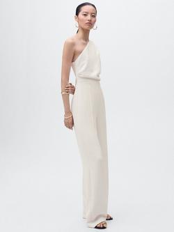 Mango Lidy Sleeveless Asymmetric Neck Jumpsuit, Natural White