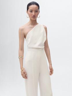 Mango Lidy Sleeveless Asymmetric Neck Jumpsuit - view 2, Natural White
