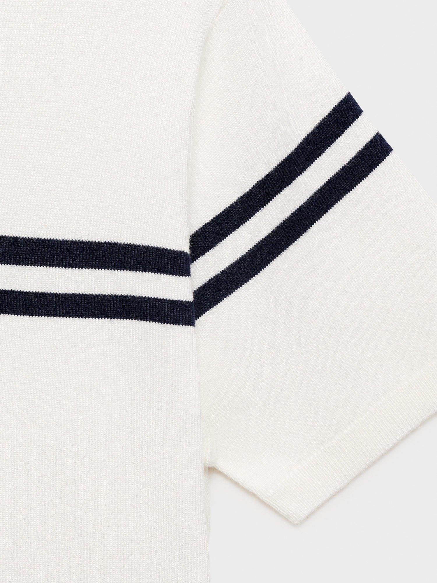 Product image 5 of 8, which shows Mango Arca Stripe Short Sleeve Jumper, Light Beige, M