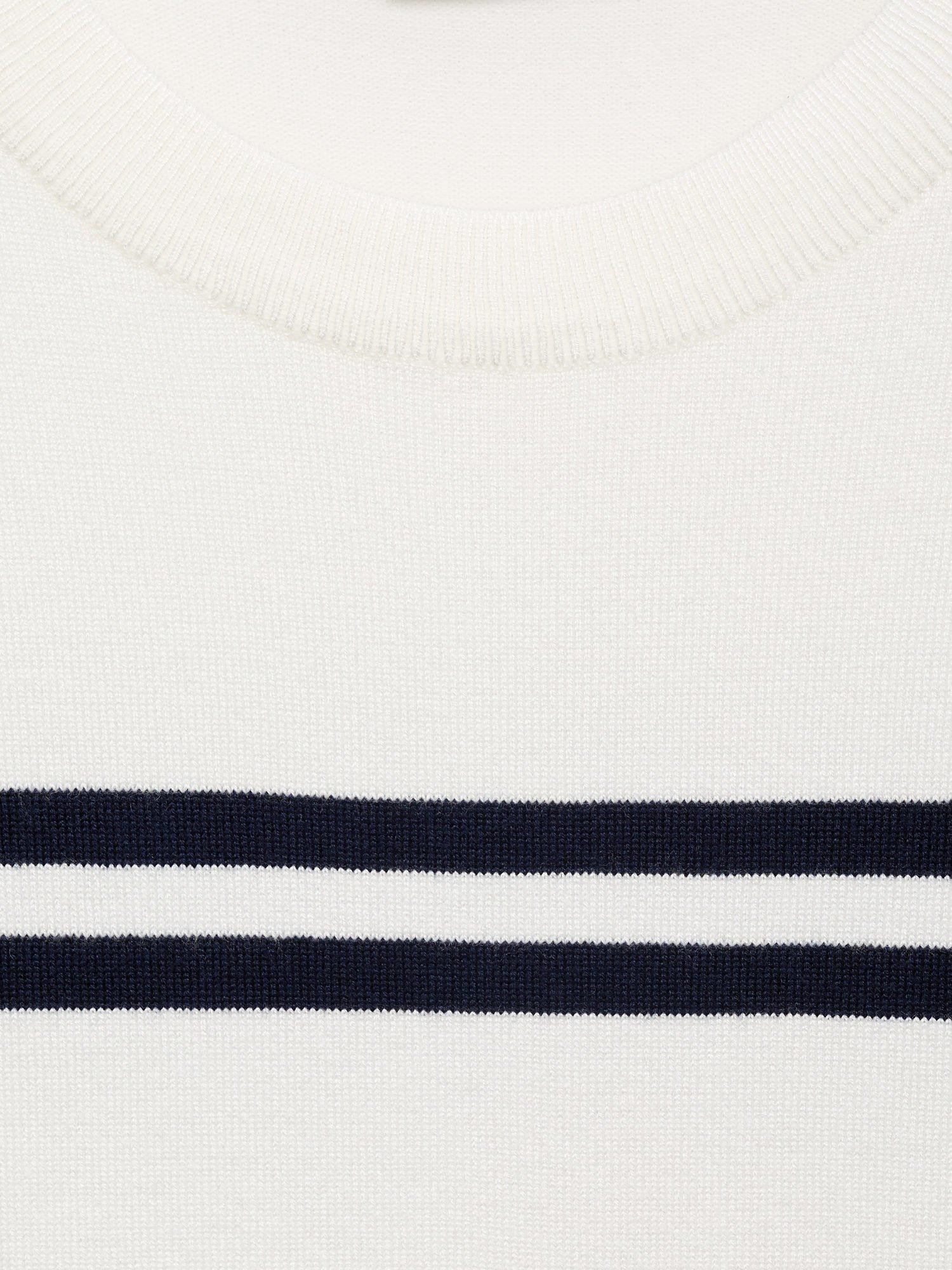 Product image 8 of 8, which shows Mango Arca Stripe Short Sleeve Jumper, Light Beige, M