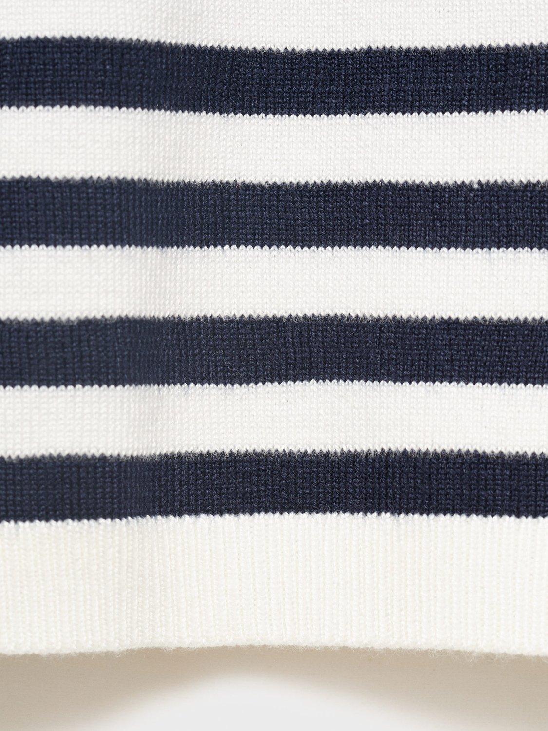 Product image 5 of 7, which shows Mango Arca Stripe Short Sleeve Jumper, Navy/Multi, L
