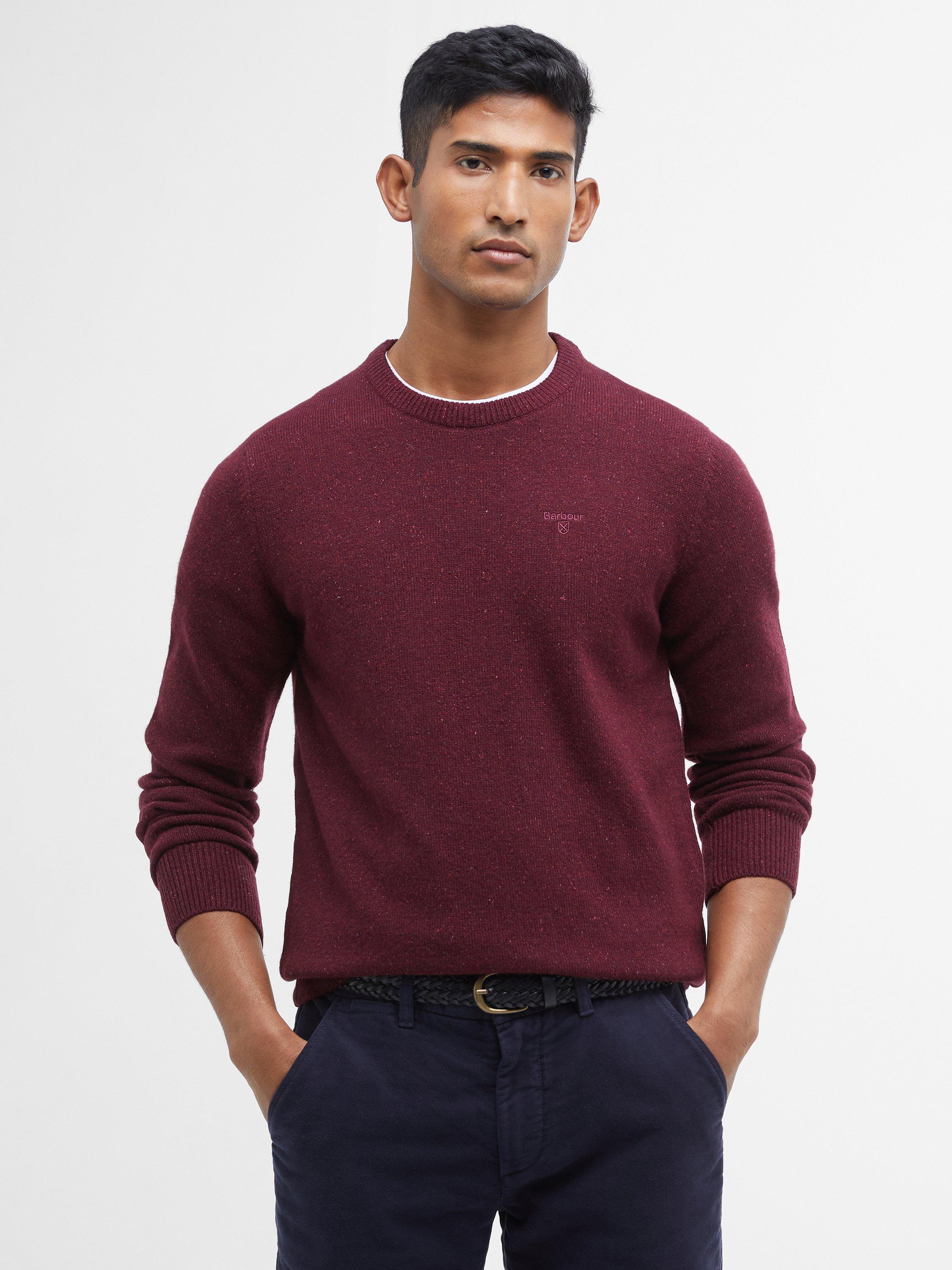 Product image 1 of 6, which shows Barbour Tisbury Wool Blend Jumper, Ruby, S
