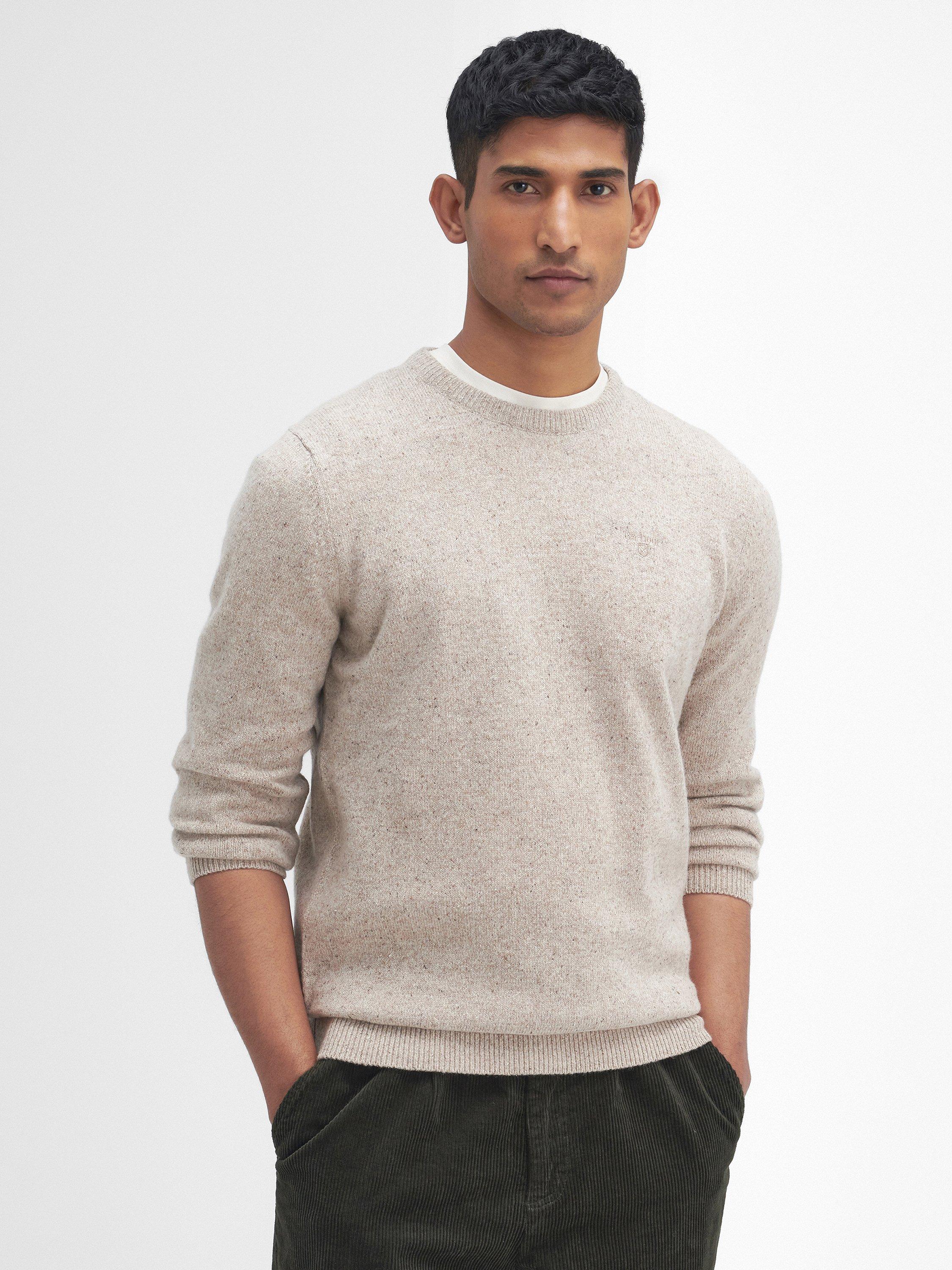 Product image 1 of 8, which shows Barbour Tisbury Wool Blend Jumper, Stone, S