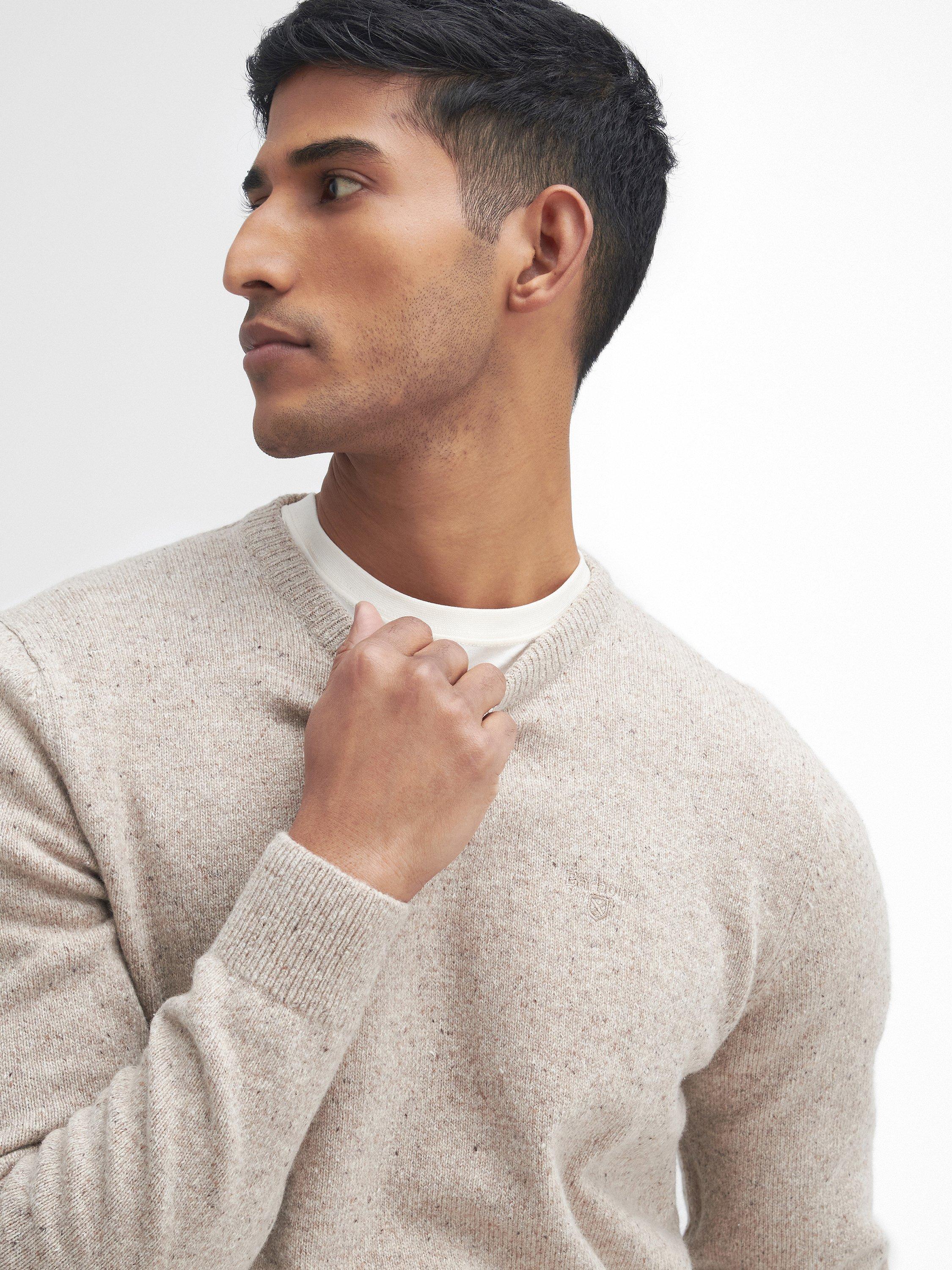 Product image 5 of 8, which shows Barbour Tisbury Wool Blend Jumper, Stone, S