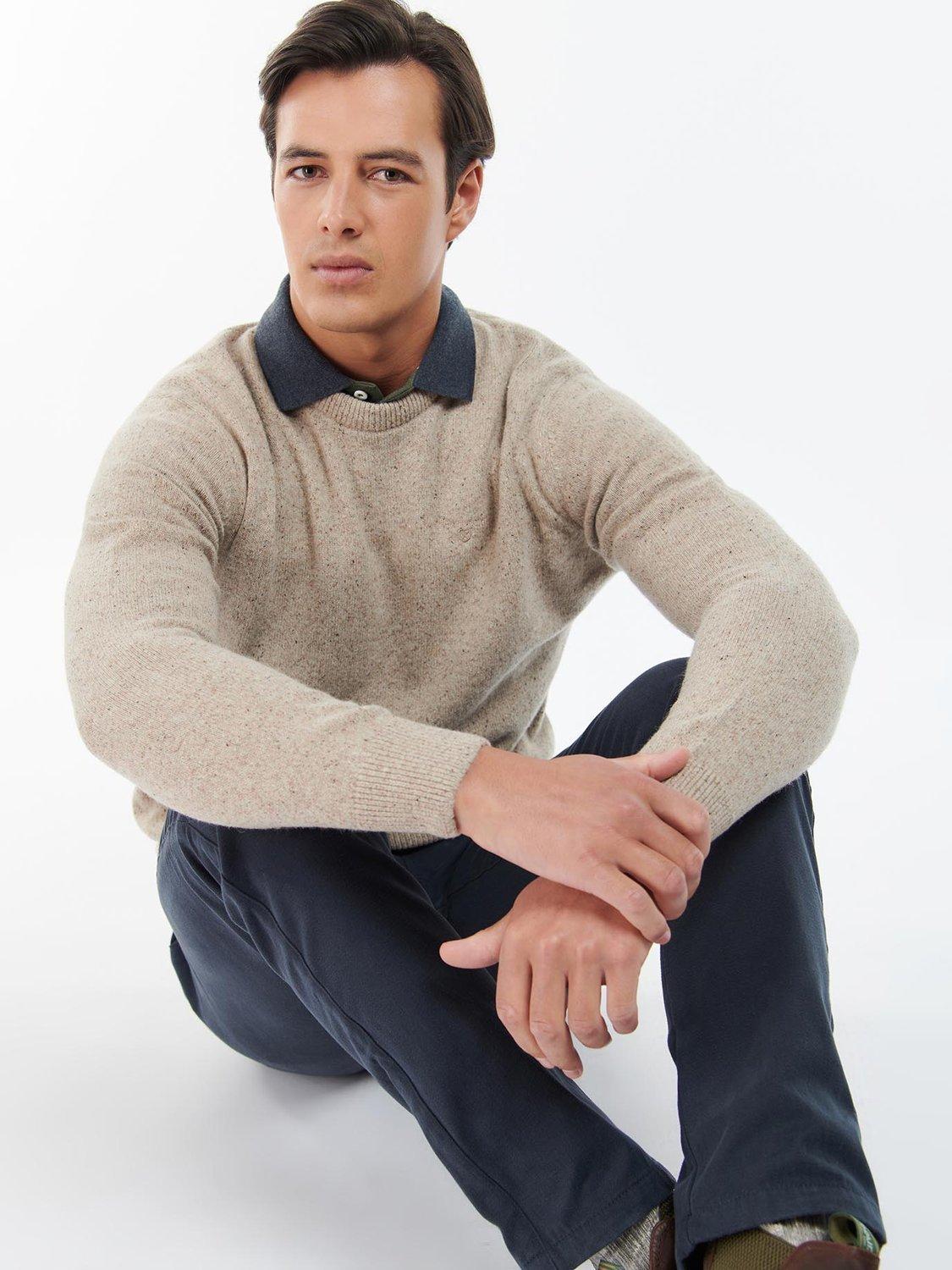 Product image 6 of 8, which shows Barbour Tisbury Wool Blend Jumper, Stone, S