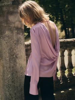 Mango Galban Satin Top, Pastel Pink - view 2, Pastel Pink