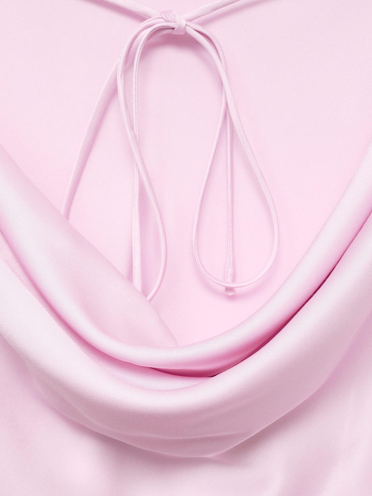 Product image 6 of 6, which shows Mango Galban Satin Top, Pastel Pink, 10