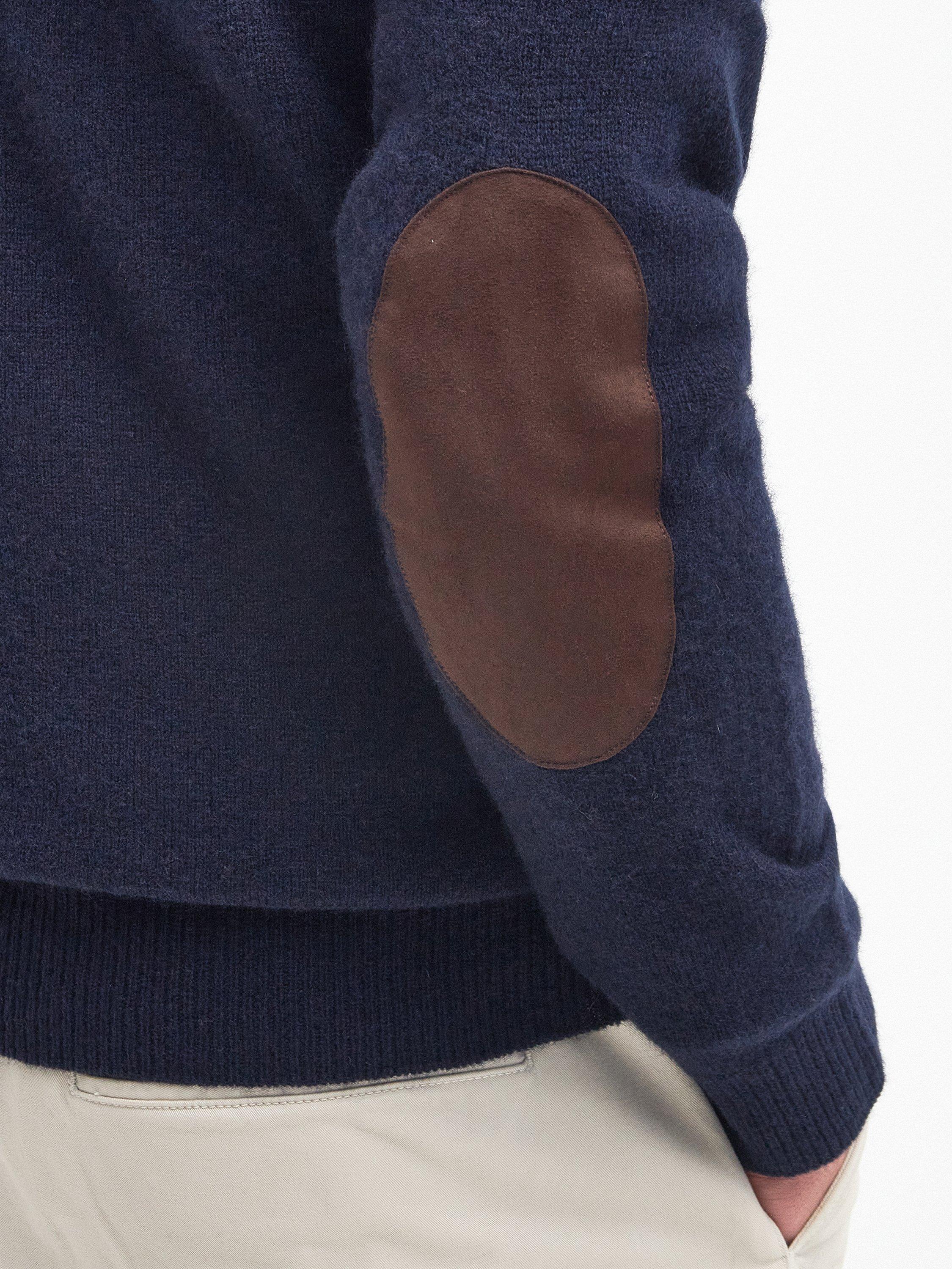 Product image 10 of 11, which shows Barbour Wool Button-Up Funnel Neck Jumper, Navy, M