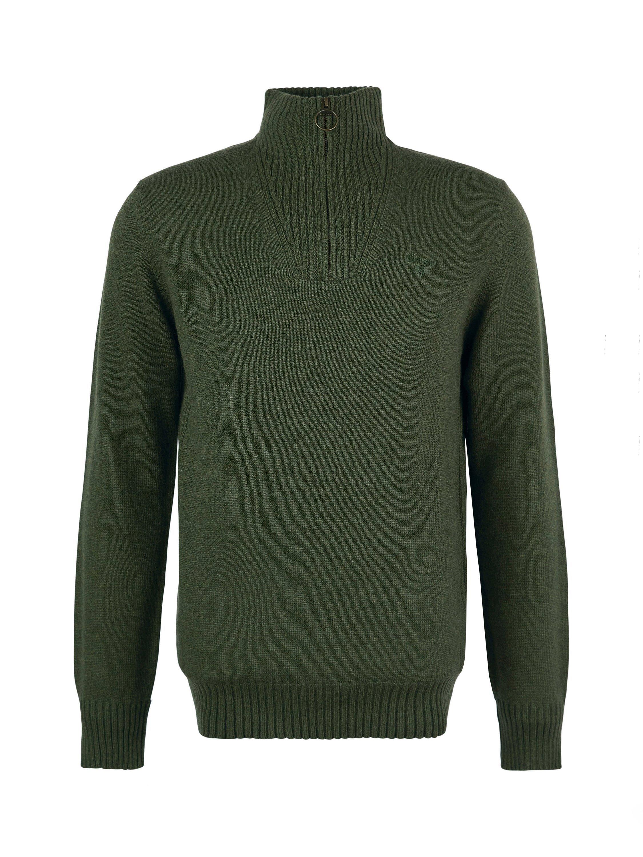 Product image 4 of 11, which shows Barbour Soft Lambswool Funnel Neck Jumper, Mid Olive, M