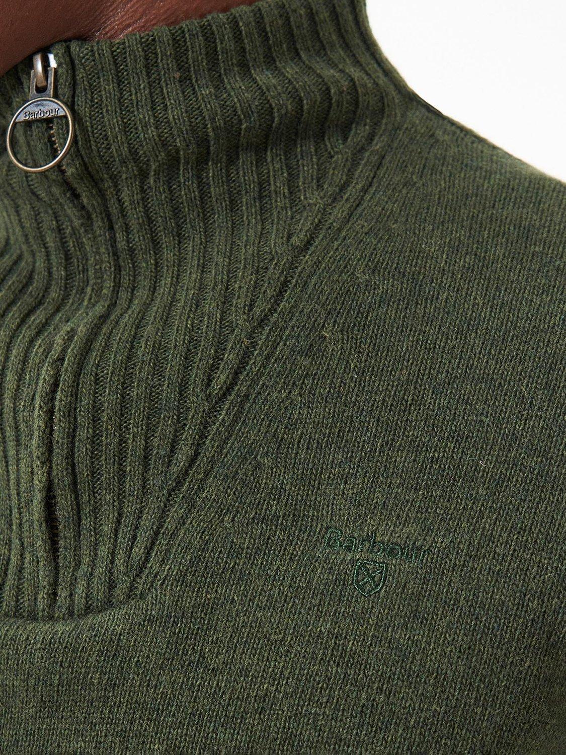 Product image 6 of 11, which shows Barbour Soft Lambswool Funnel Neck Jumper, Mid Olive, M