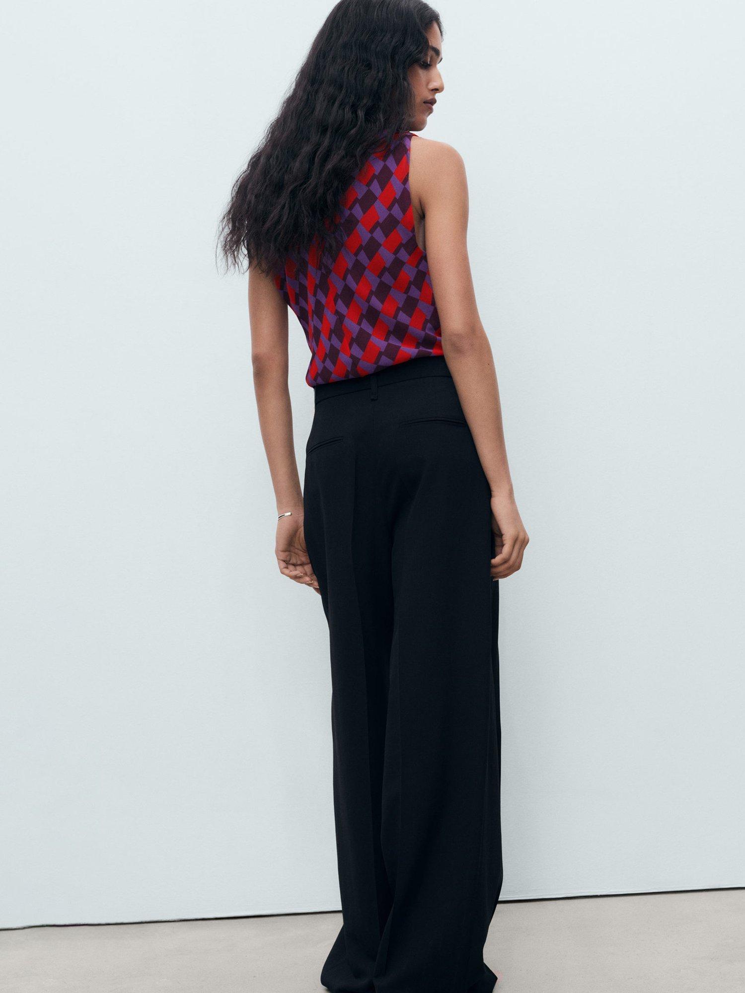 Product image 4 of 9, which shows Mango Martina Geometric Cowl Neck Sleeveless Blouse, Purple/Multi, 10