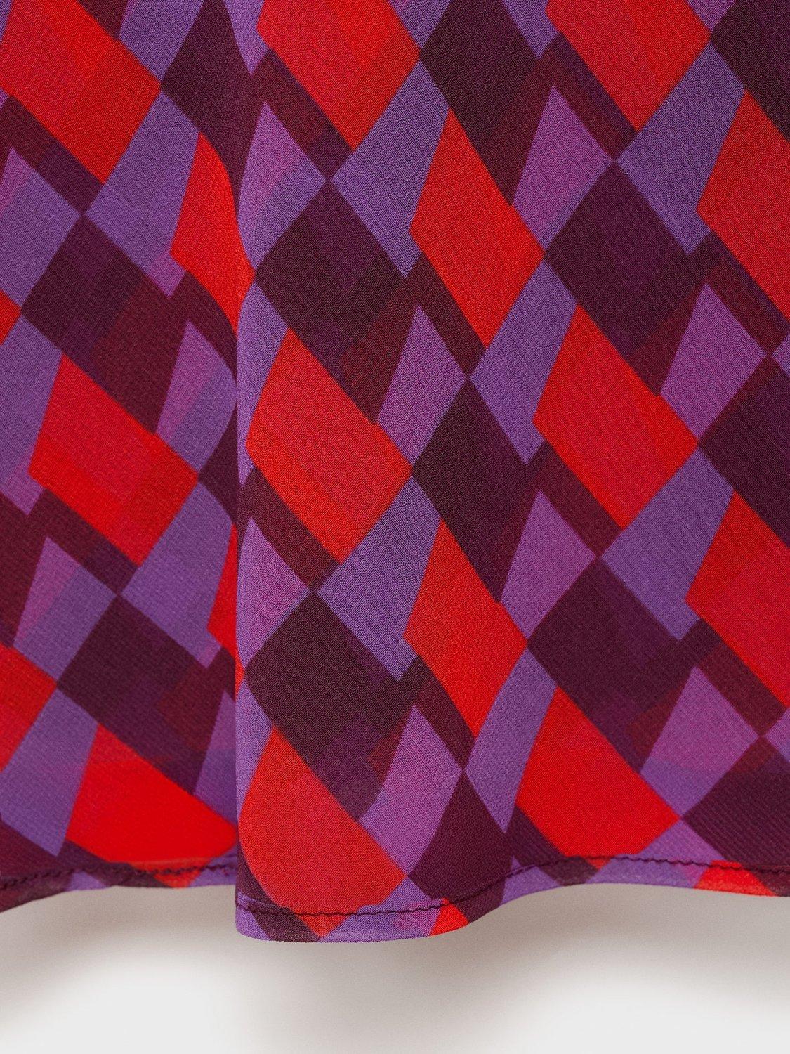 Product image 5 of 9, which shows Mango Martina Geometric Cowl Neck Sleeveless Blouse, Purple/Multi, 10