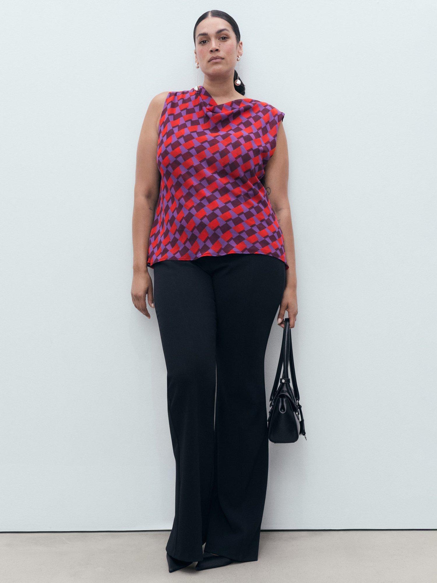 Product image 8 of 9, which shows Mango Martina Geometric Cowl Neck Sleeveless Blouse, Purple/Multi, 10