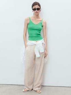 Mango Spaghetti Strap V Neck Vest - view 2, Green