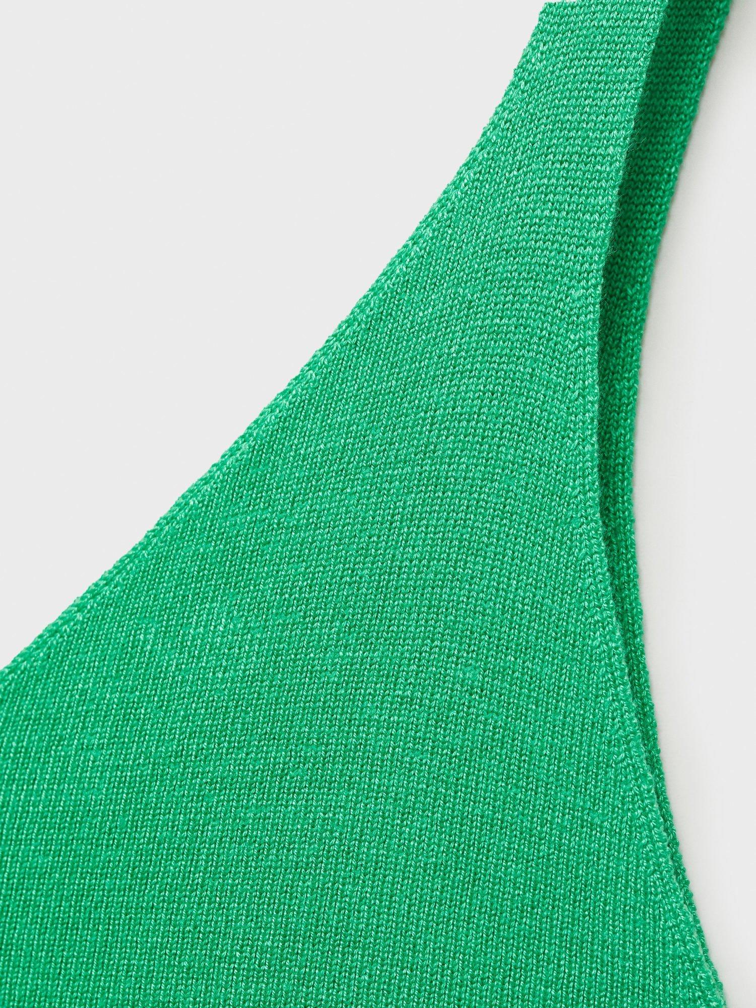 Product image 7 of 7, which shows Mango Spaghetti Strap V Neck Vest, Green, XXS