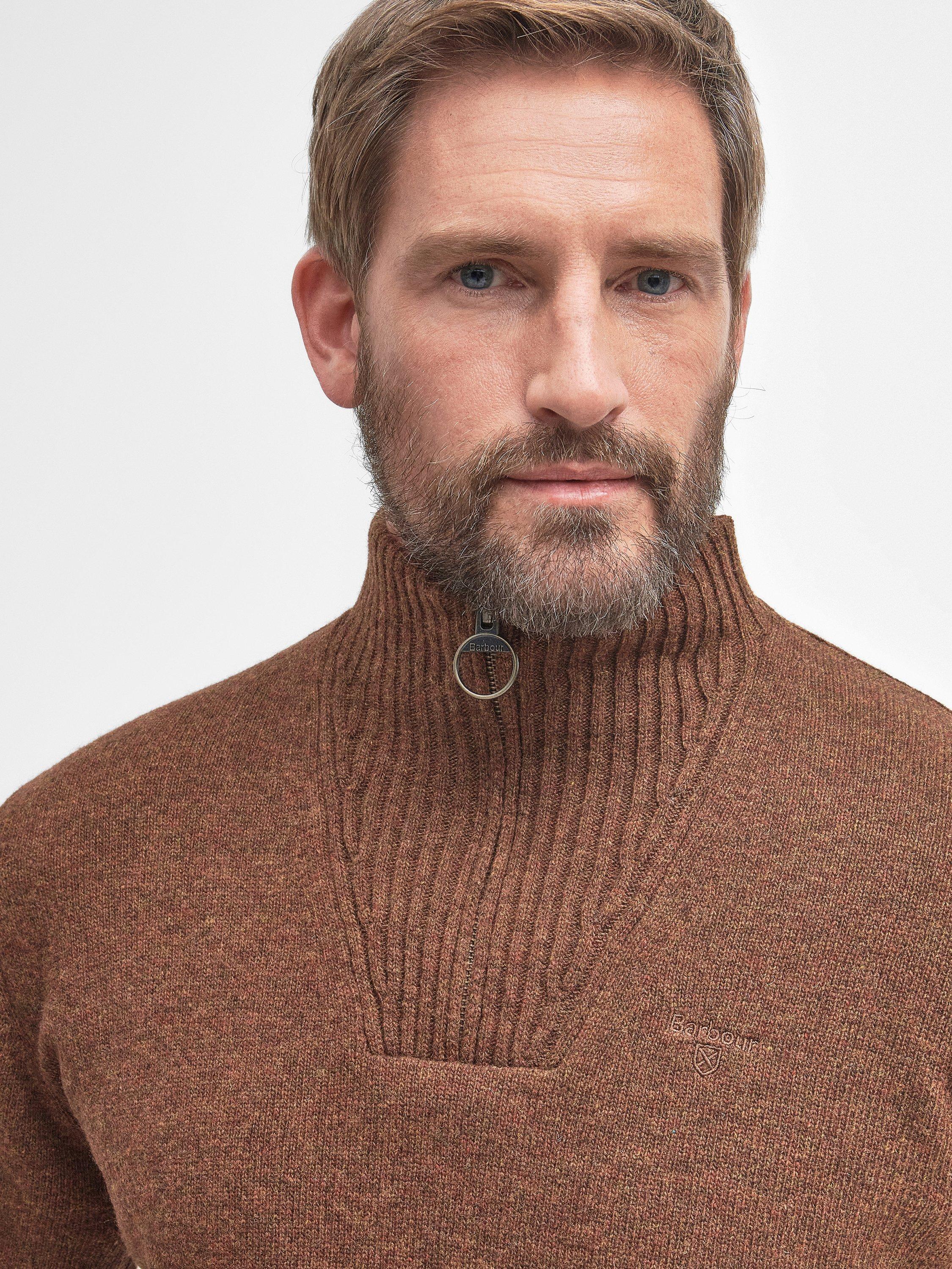 Product image 5 of 7, which shows Barbour Soft Lambswool Funnel Neck Jumper, Sandstone, 4XL