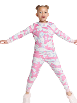 Brand Threads Kids' Long Sleeve Printed Pyjama Set, Pink, Pink