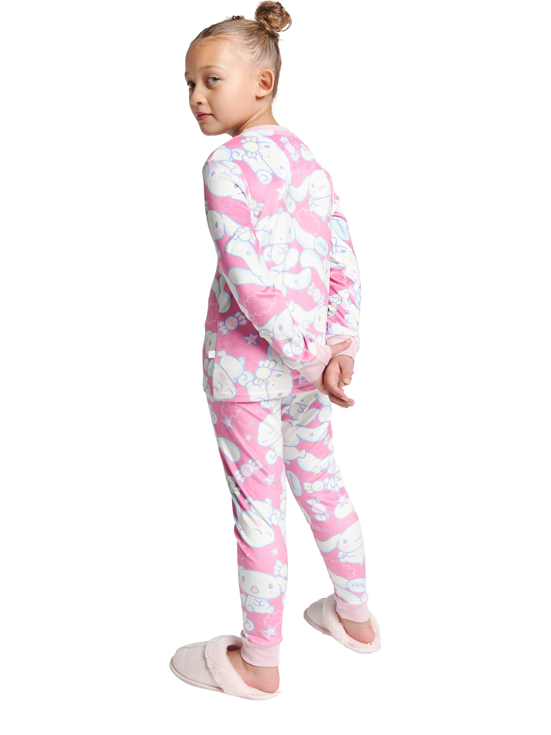 Product image 2 of 4, which shows Brand Threads Kids' Long Sleeve Printed Pyjama Set, Pink, 6-7 years