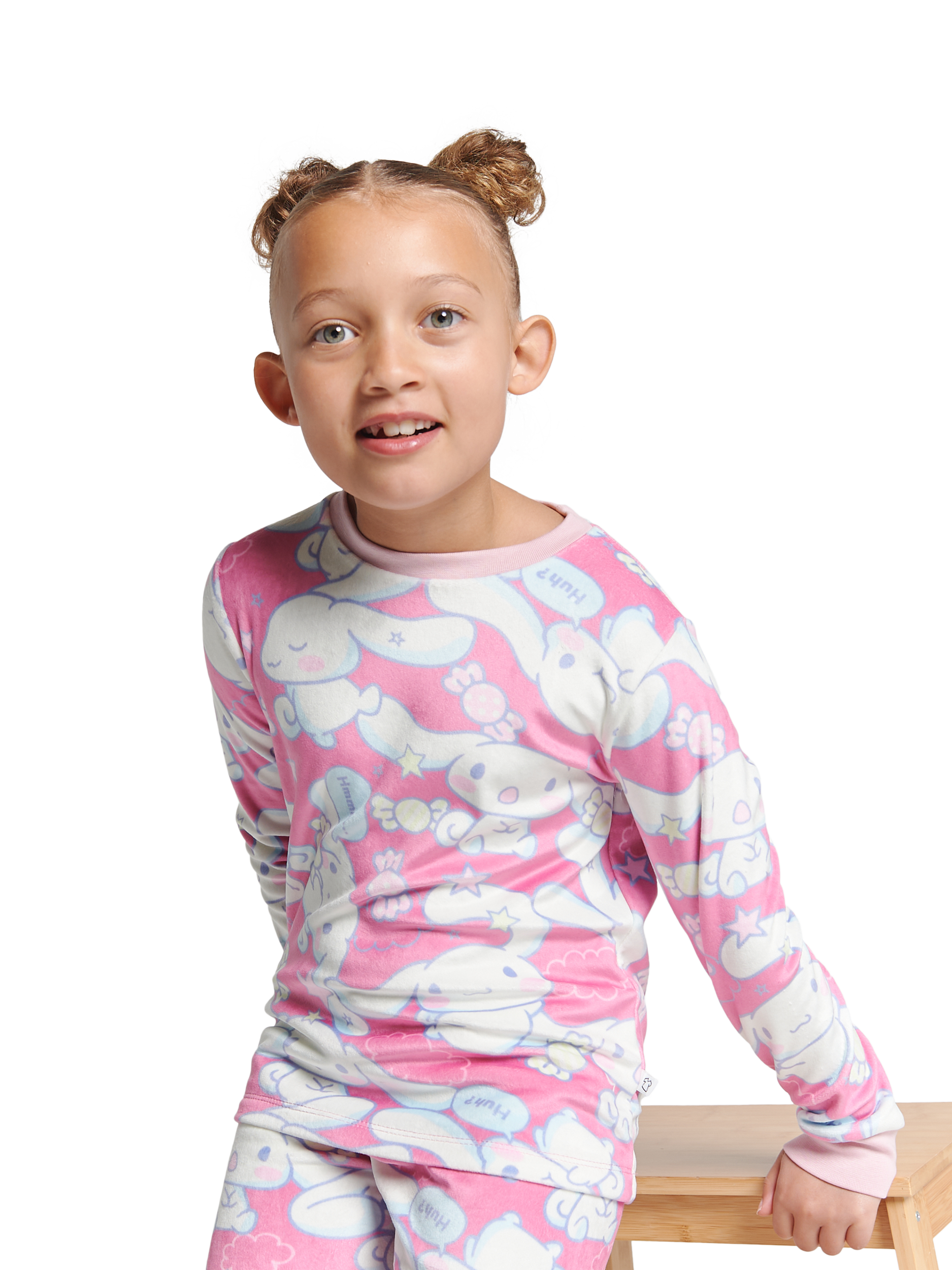 Product image 3 of 4, which shows Brand Threads Kids' Long Sleeve Printed Pyjama Set, Pink, 6-7 years