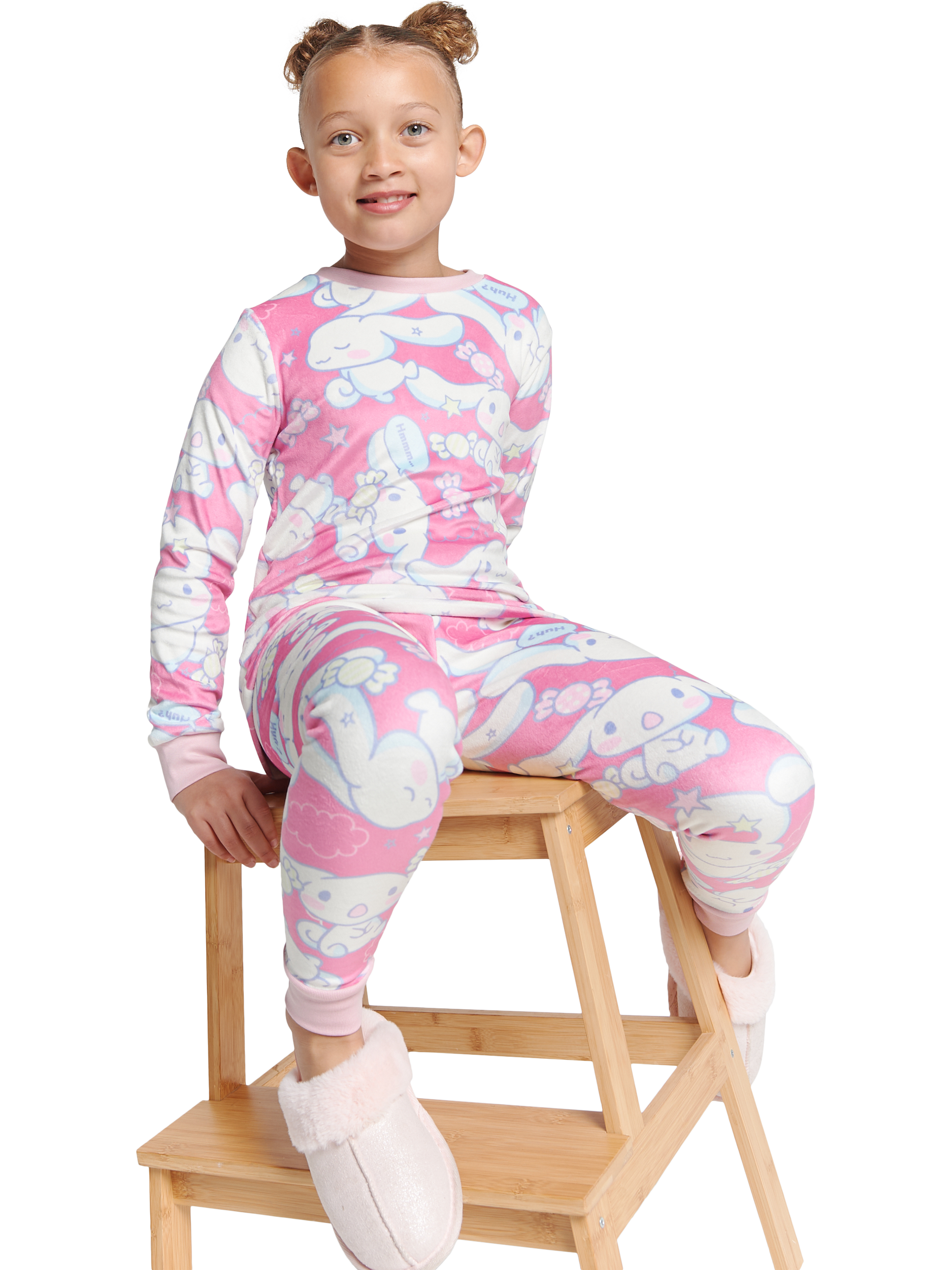 Product image 4 of 4, which shows Brand Threads Kids' Long Sleeve Printed Pyjama Set, Pink, 6-7 years