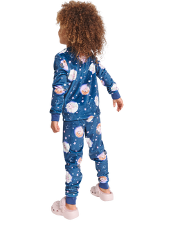 Brand Threads Kids' Disney Frozen Fleece Pyjama Set, Blue/Multi - view 2, Blue/Multi